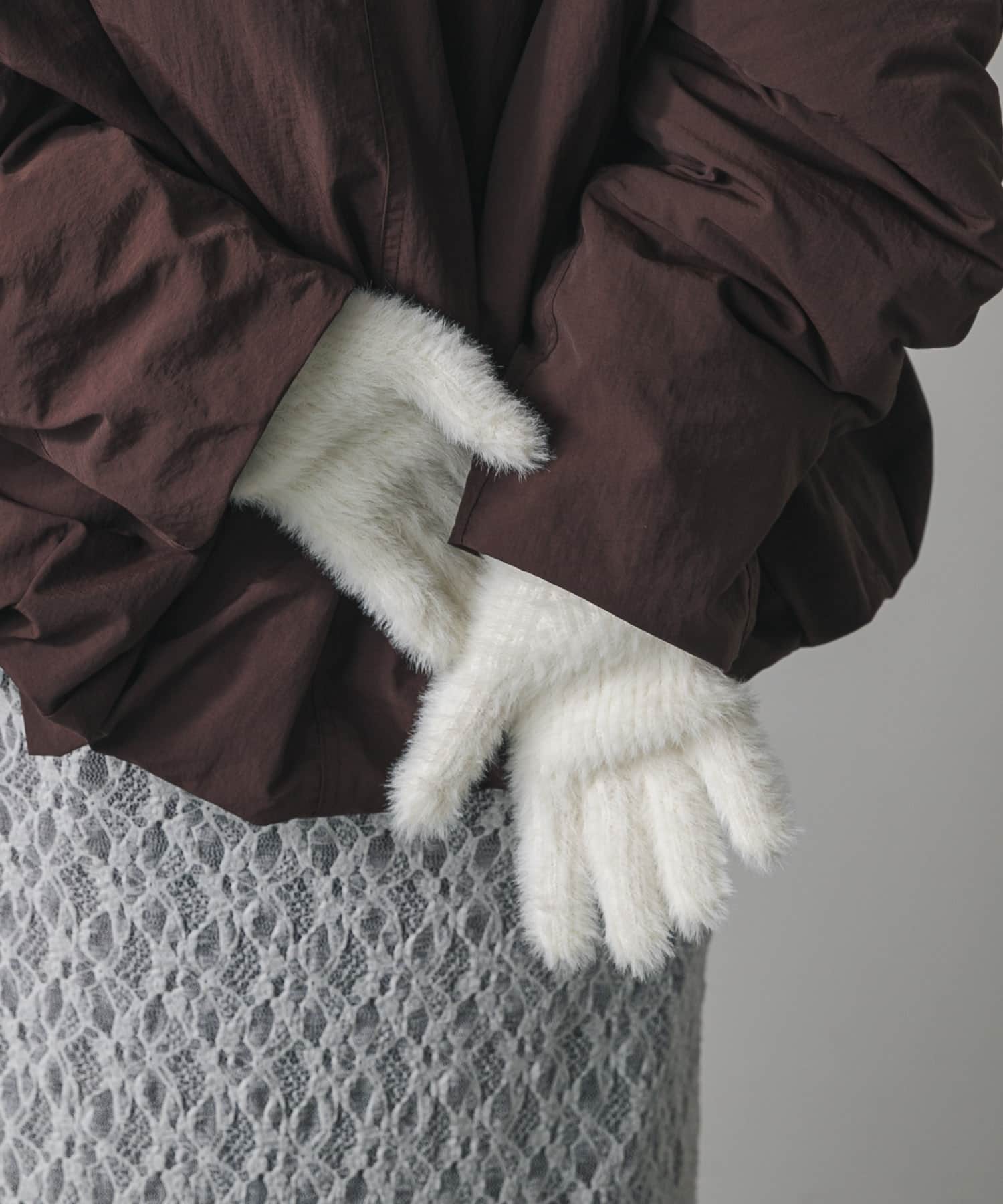 シャギーニットグローブ OFF WHITE one
