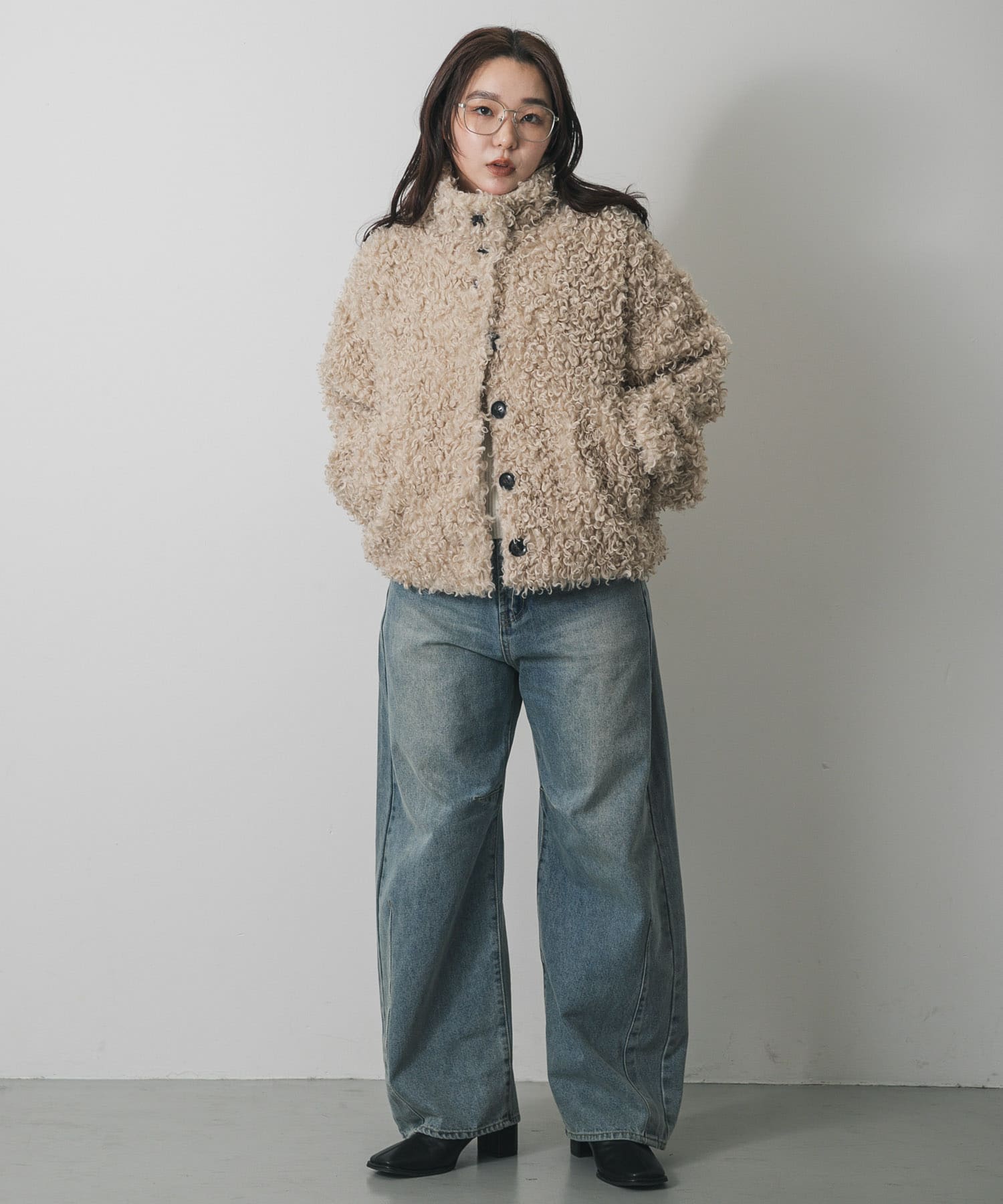 プードルファーミドルジャケット(One IVORY): アウター｜URBAN