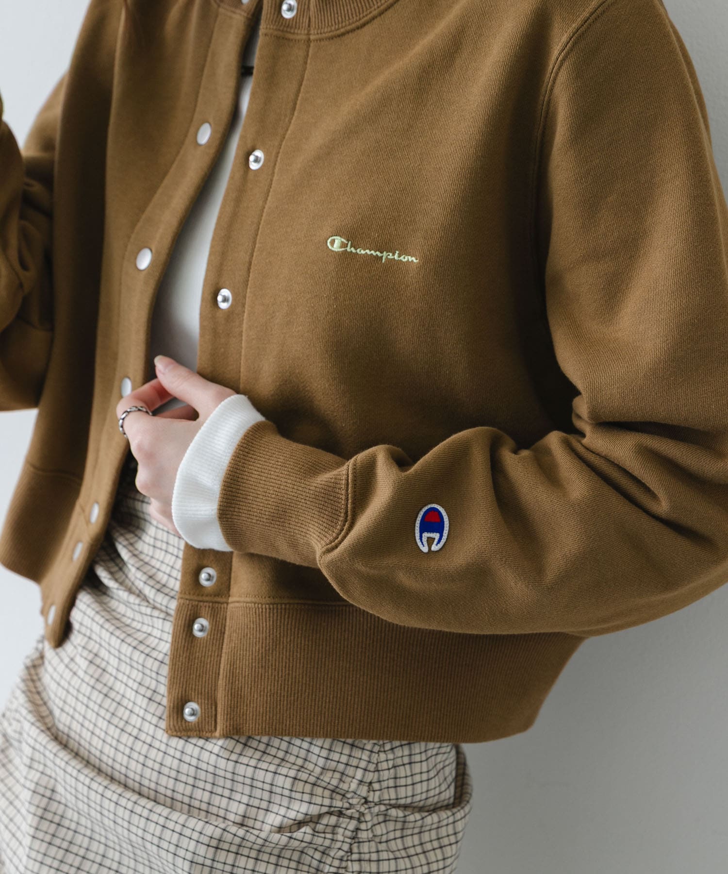 別注』CHAMPION×SENSE OF PLACE スウェットカーディガン(One OATMEAL