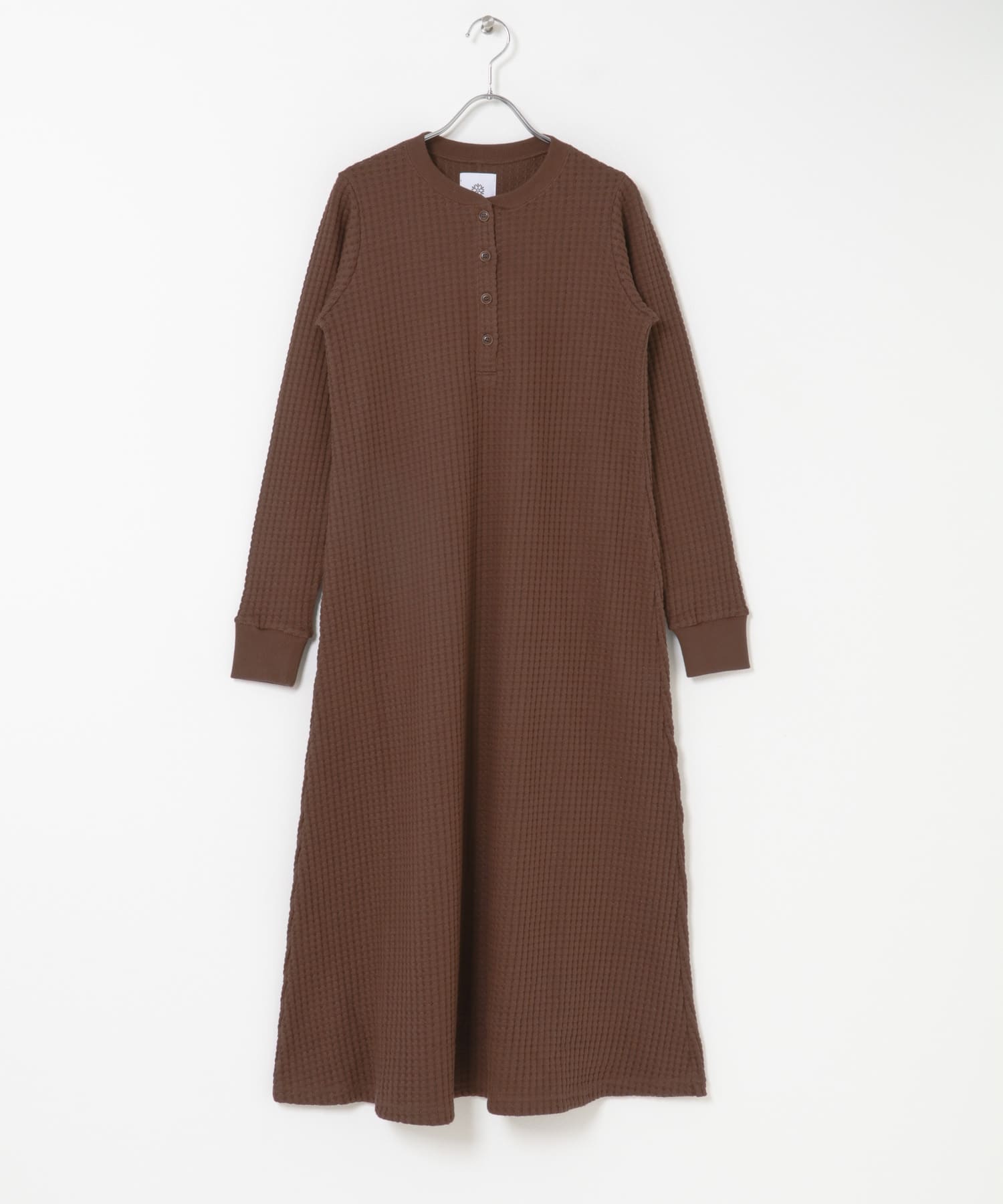 SEAGREEN　BIG WAFFLE HENRY NECK ONEPIECE BROWN 1