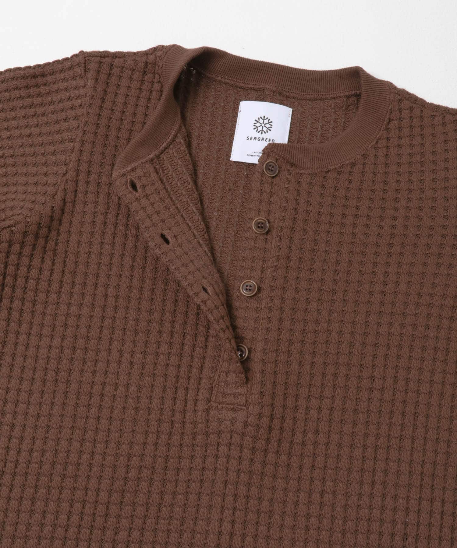 SEAGREEN　BIG WAFFLE HENRY NECK ONEPIECE BROWN 1