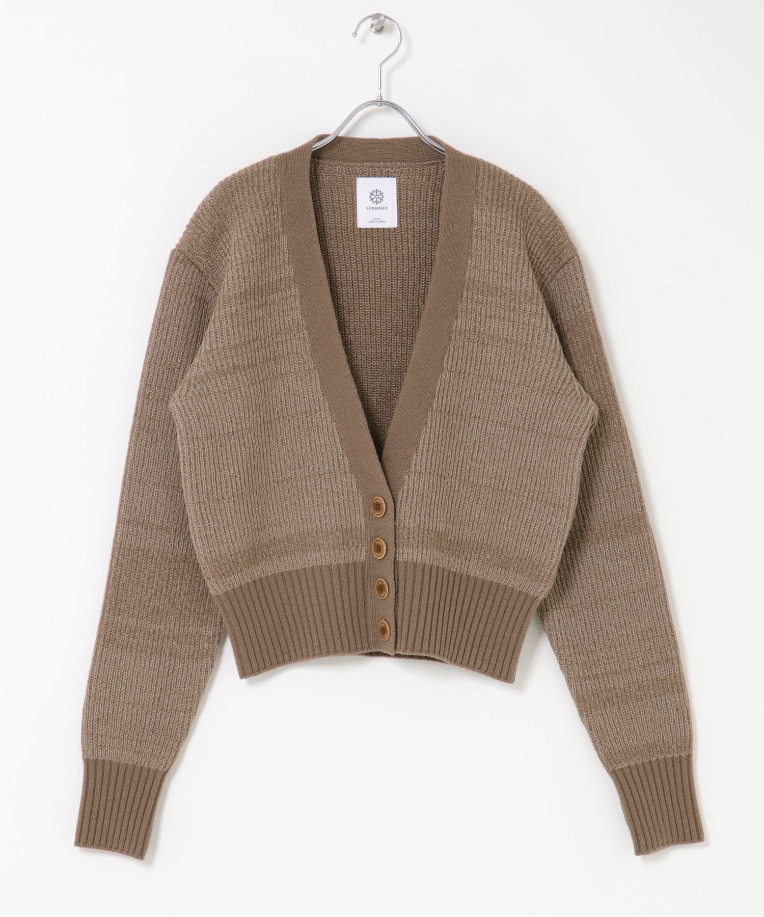 SEAGREEN WOOL WASHI KNIT CARDIGAN(FREE IVORY): トップス｜URBAN