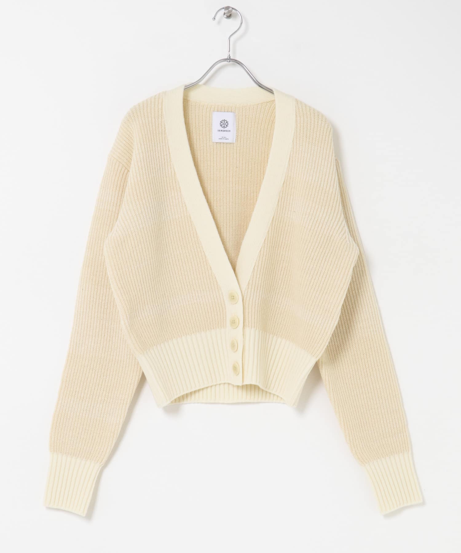 SEAGREEN　WOOL WASHI KNIT CARDIGAN