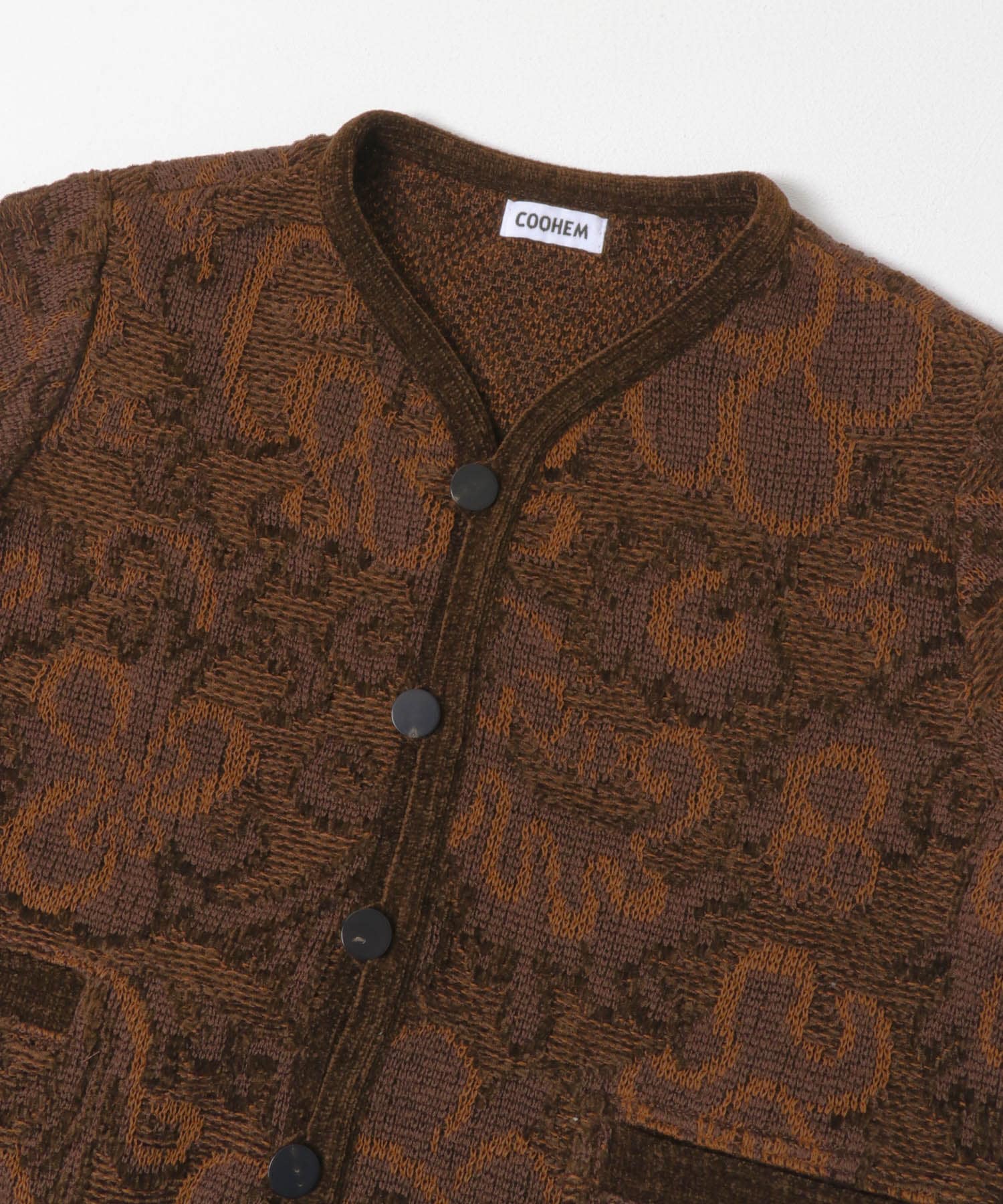 米富繊維　GOBELIN JACQUARD KNIT JACKET BROWN FREE