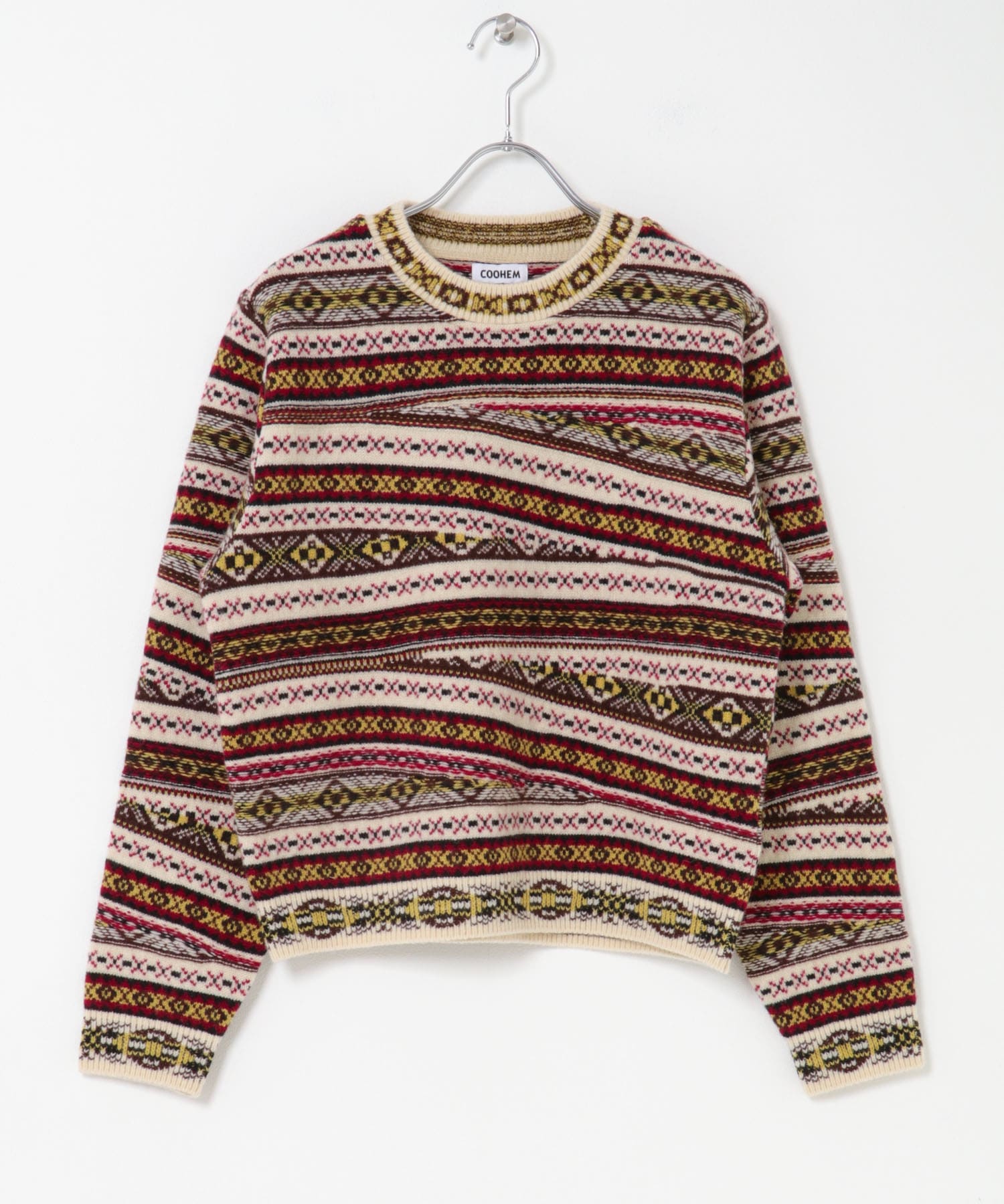 米富繊維　CRAZY FAIR ISLE KNIT PULLOVER IVORY FREE