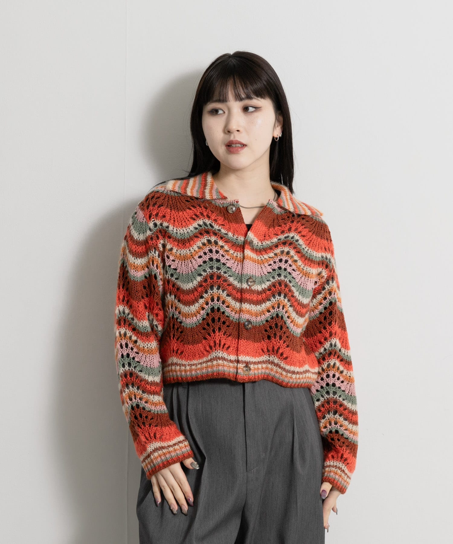 米富繊維　MOHAIR MULTI BORDER KNIT