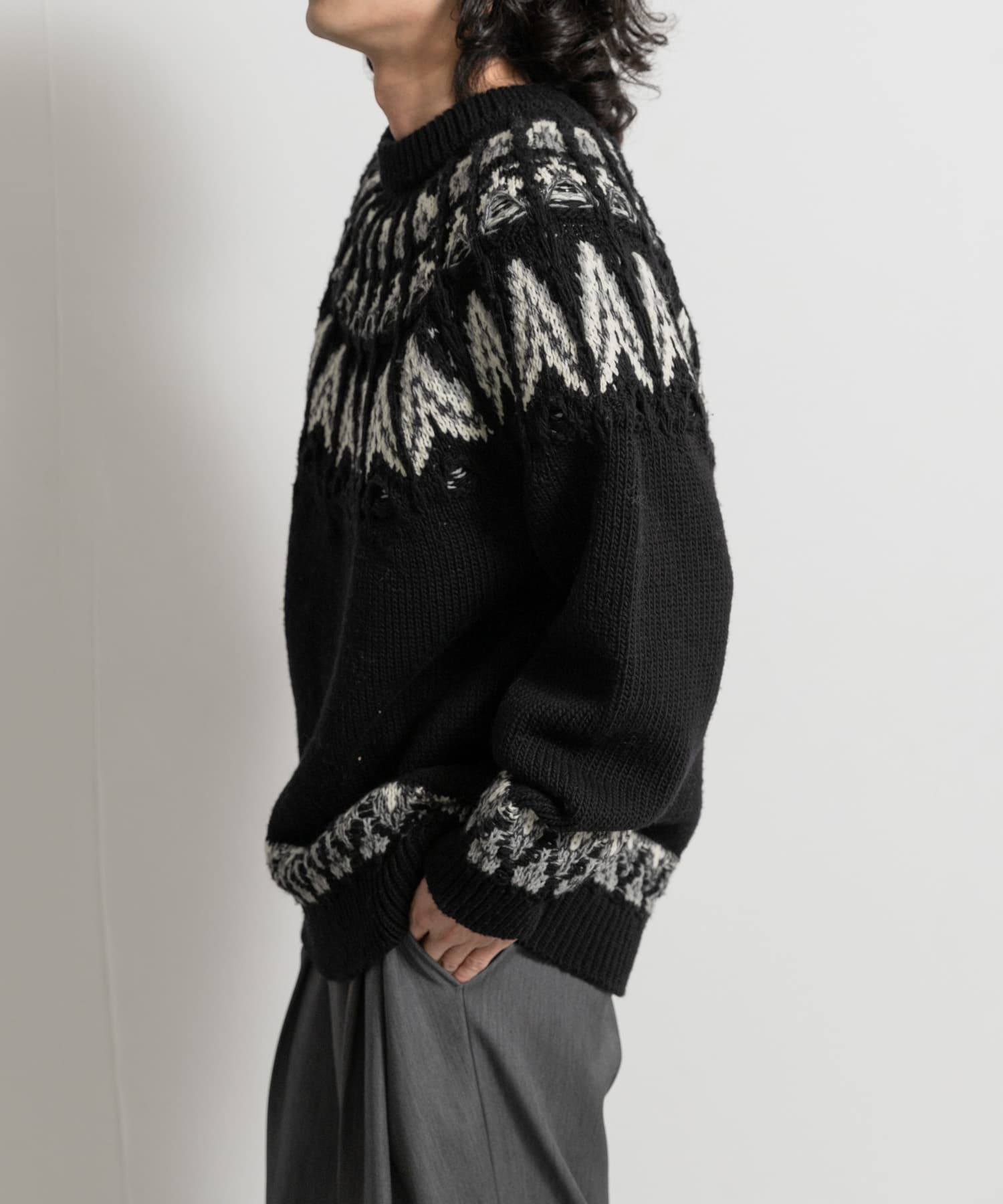 米富繊維 KOUHEN NORDIC KNIT PULLOVER(L BLACK): トップス｜URBAN