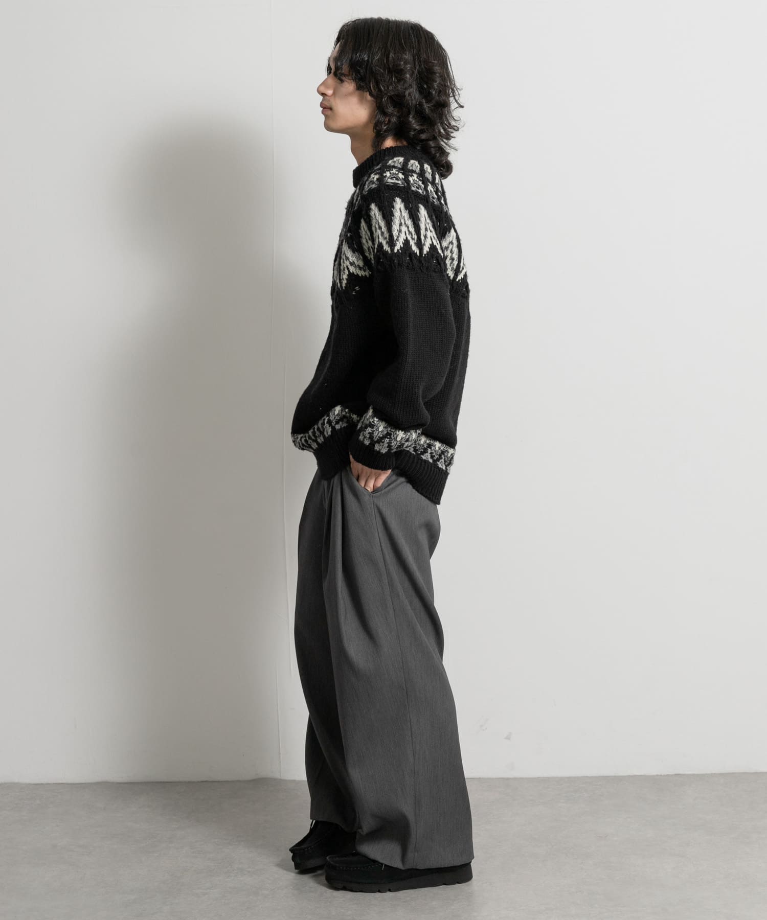 米富繊維 KOUHEN NORDIC KNIT PULLOVER(L BLACK): トップス｜URBAN
