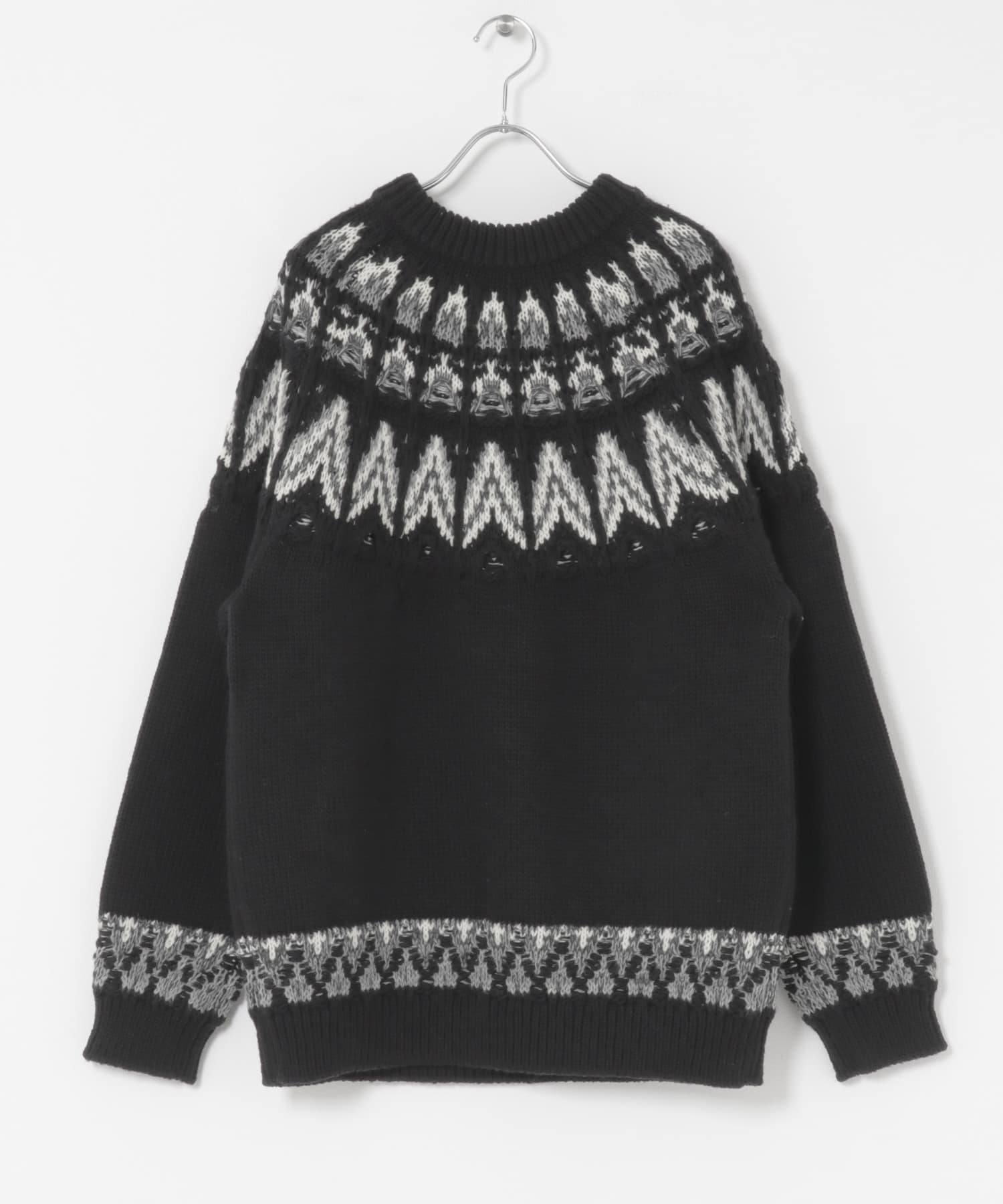 米富繊維　KOUHEN NORDIC KNIT PULLOVER BLACK L