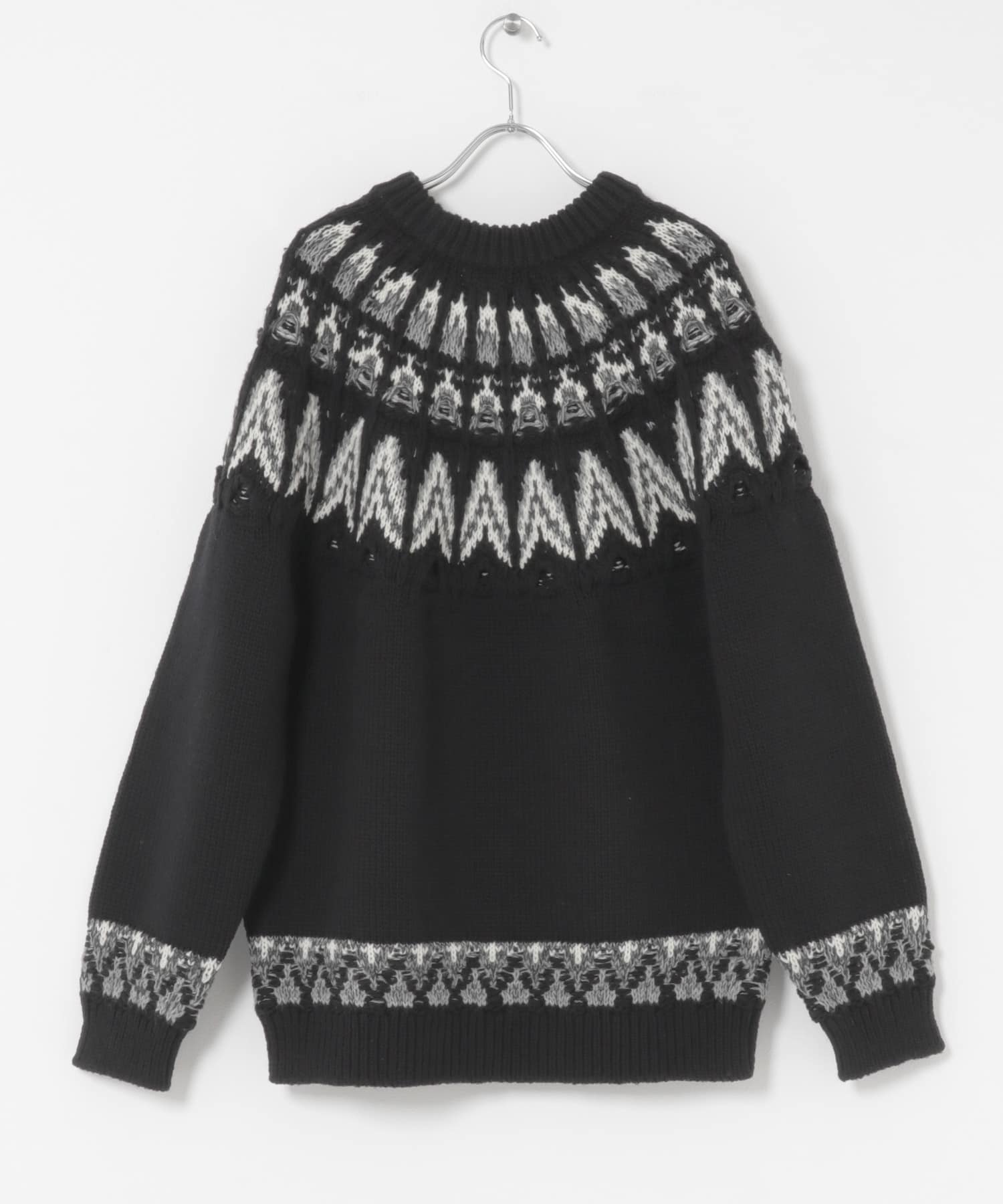 米富繊維　KOUHEN NORDIC KNIT PULLOVER BLACK L