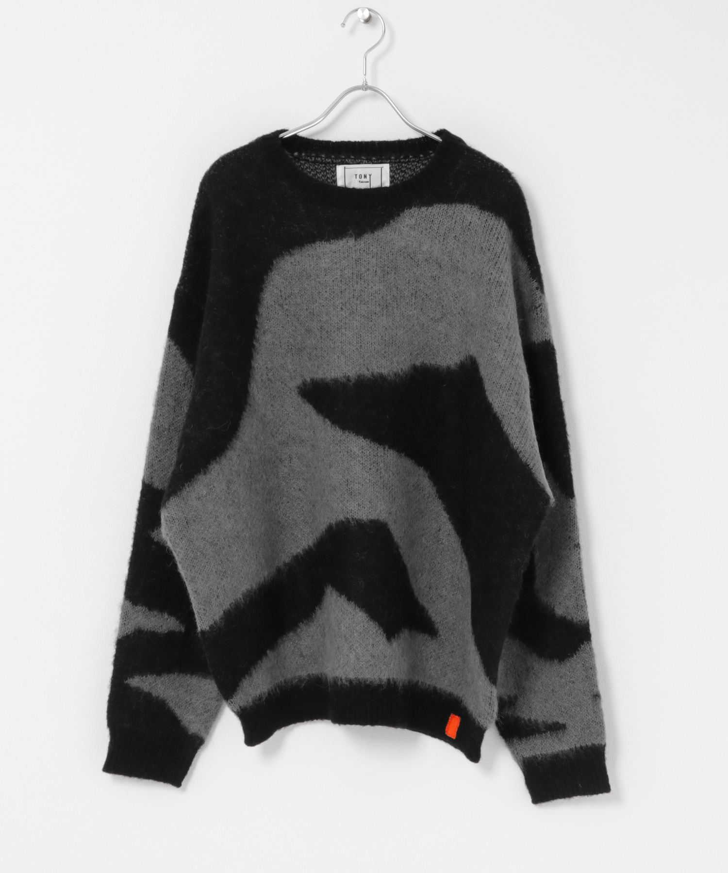 TONY　Marble Knit Crew BLK×GRY M