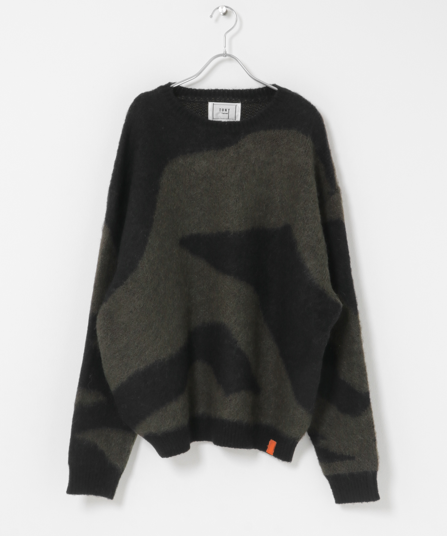 TONY　Marble Knit Crew BLK×OLV M