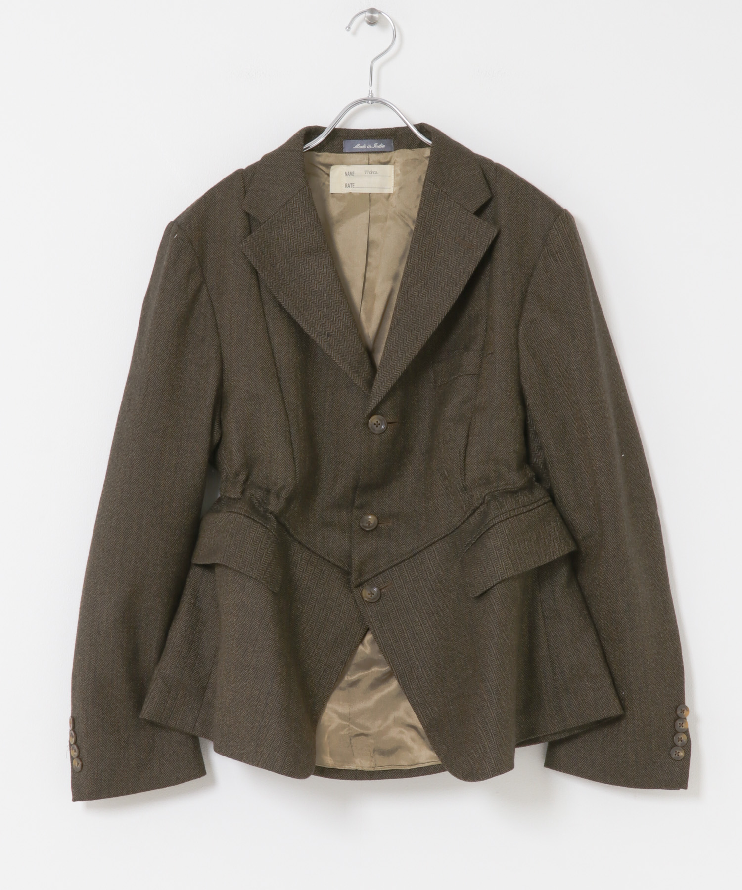 77circa　make v shape tweed jacket