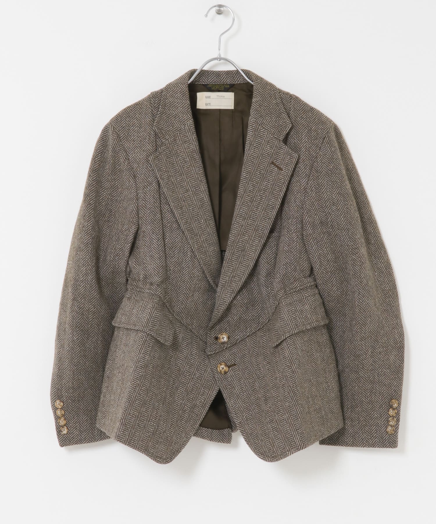 77circa　make v shape tweed jacket