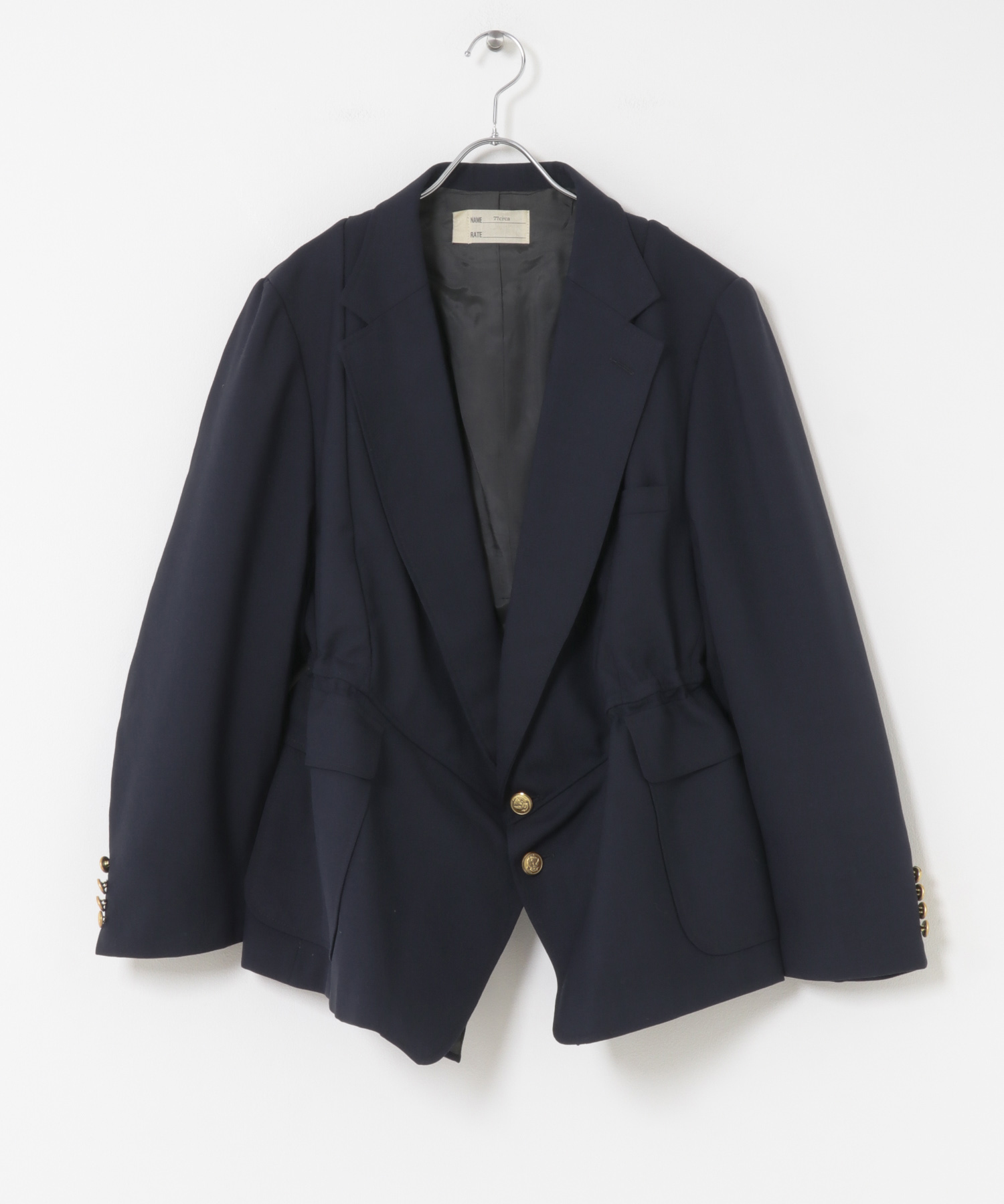 77circa　make v shape navy blazer jacket