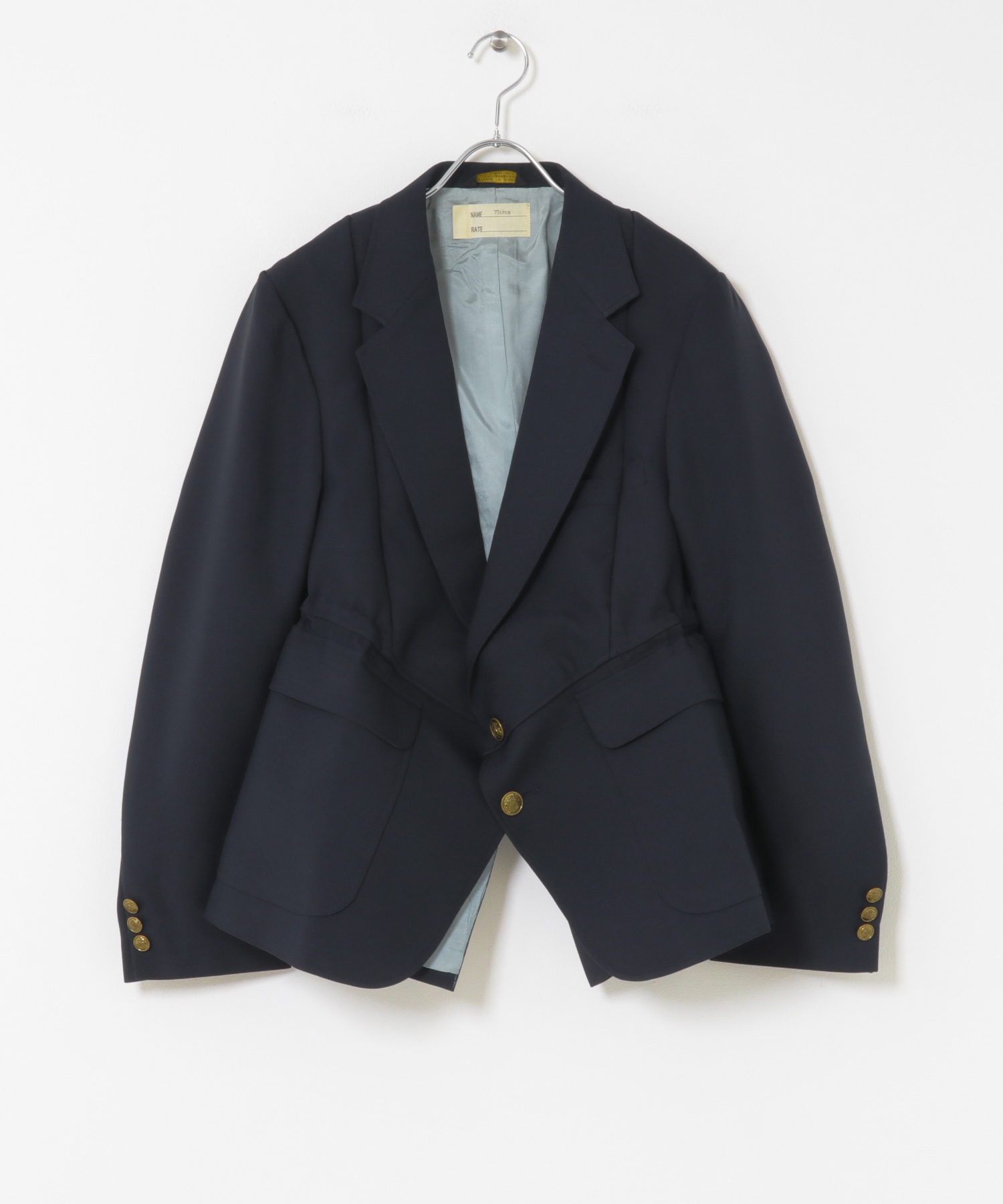 77circa　make v shape navy blazer jacket