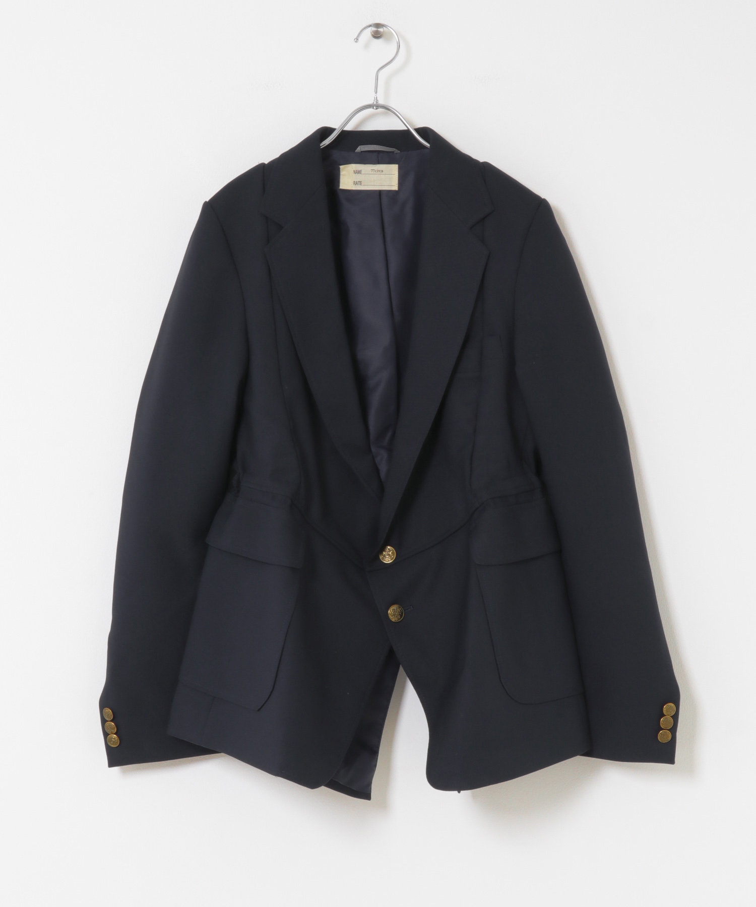 77circa　make v shape navy blazer jacket