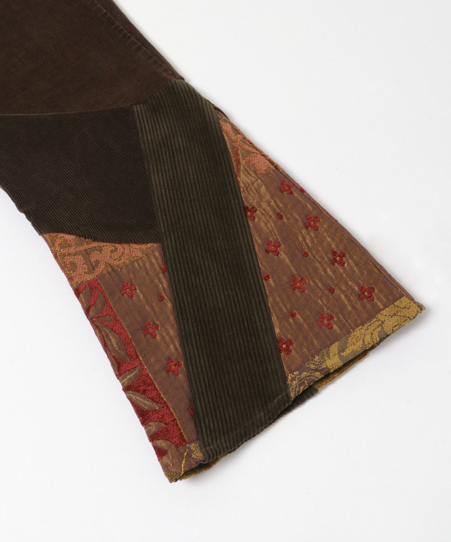 77circa　make gobelin cutback hem flare corduroy trousers brown2 30