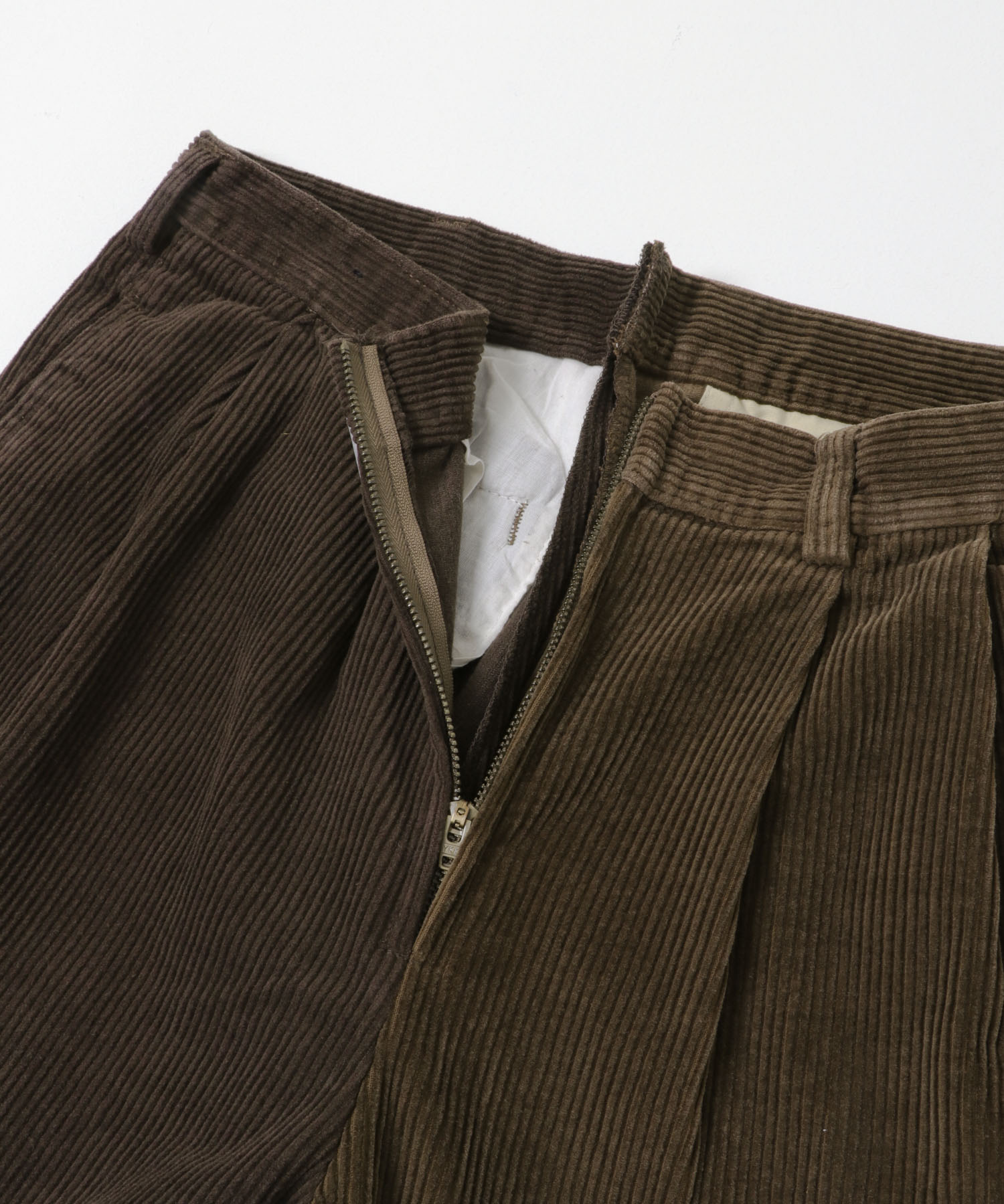 77circa　make gobelin cutback hem flare corduroy trousers brown3 30