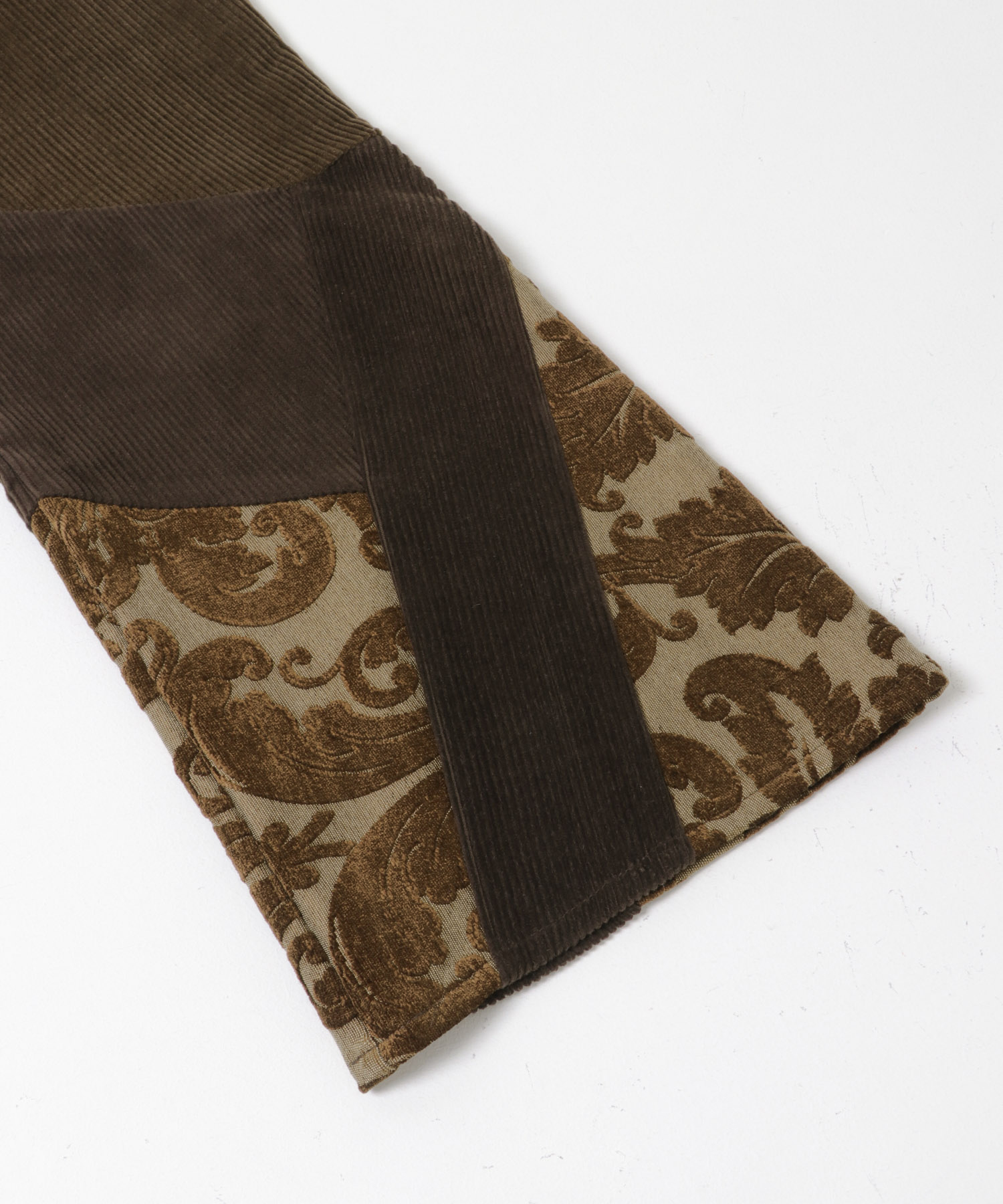 77circa　make gobelin cutback hem flare corduroy trousers brown3 30