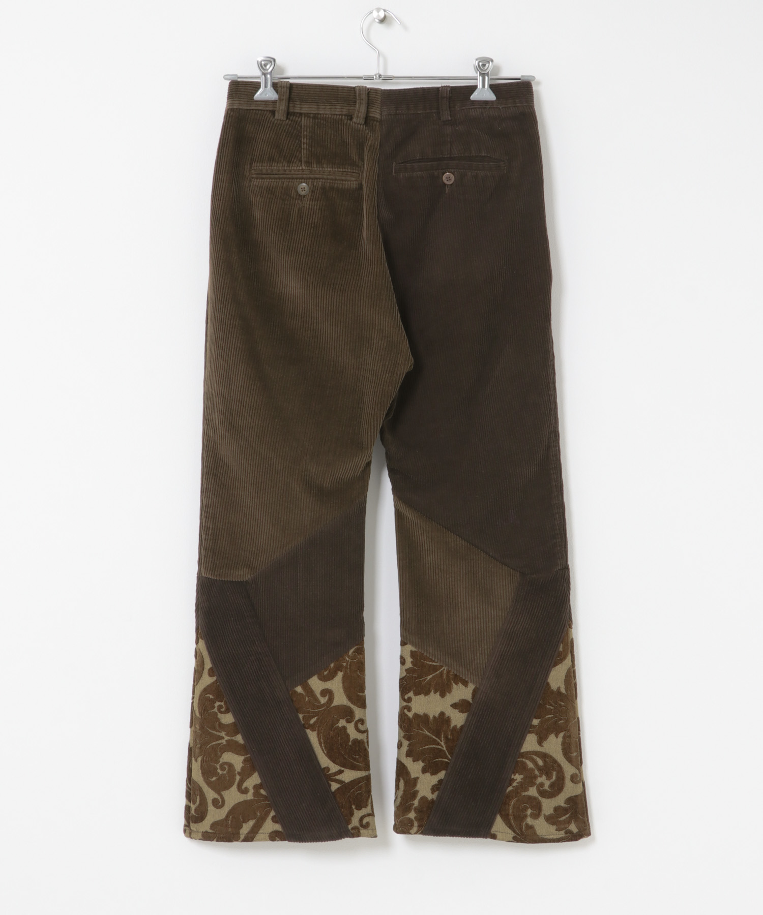 77circa　make gobelin cutback hem flare corduroy trousers brown3 30