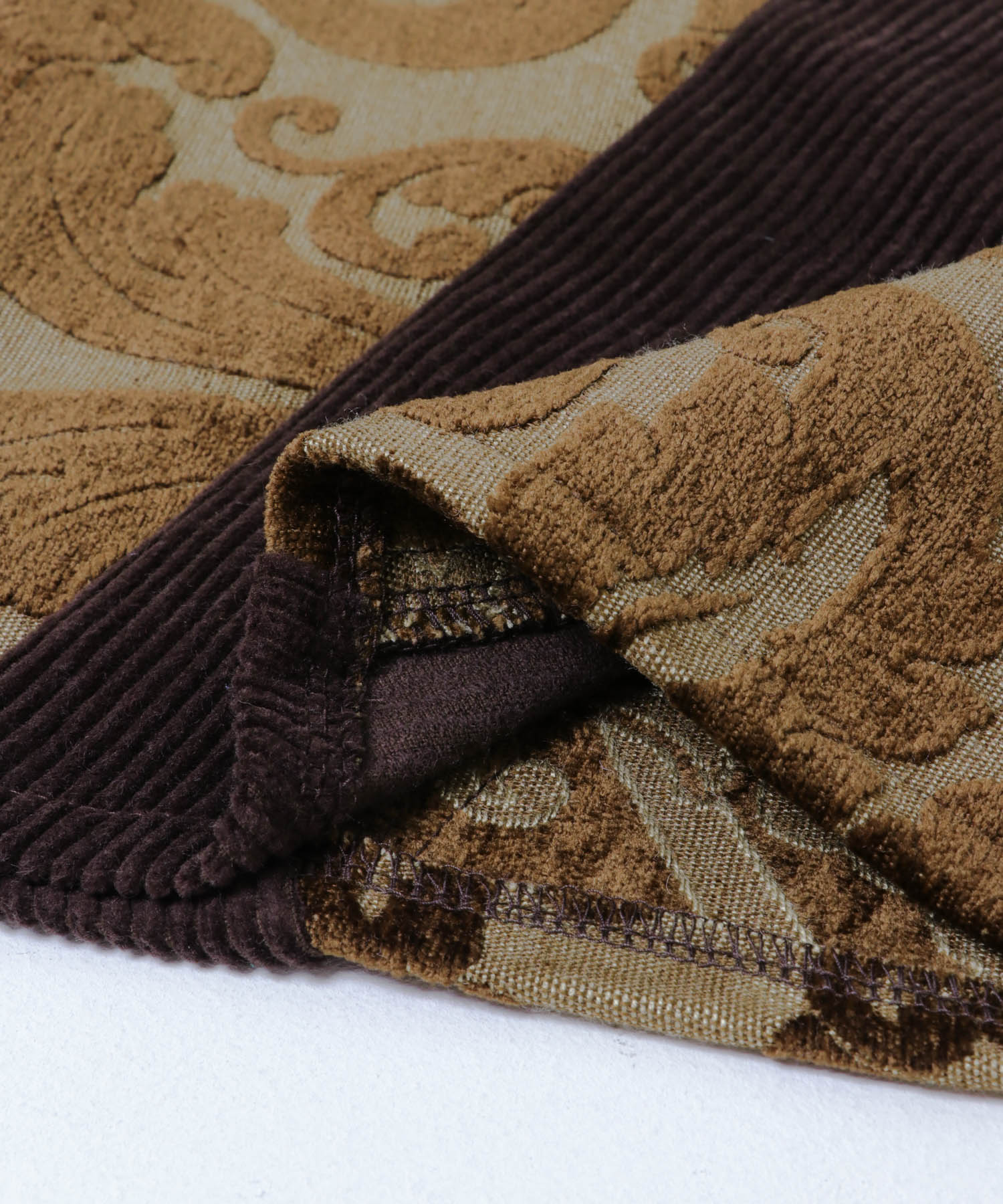 77circa　make gobelin cutback hem flare corduroy trousers brown3 30
