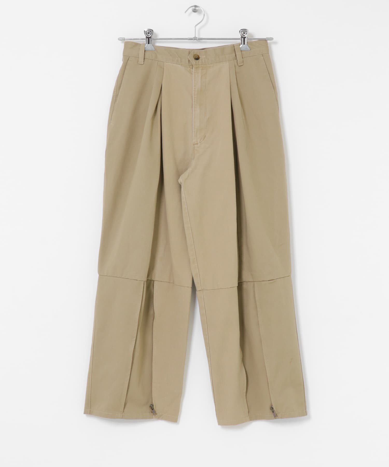 77circa　make zip hem khaki trousers