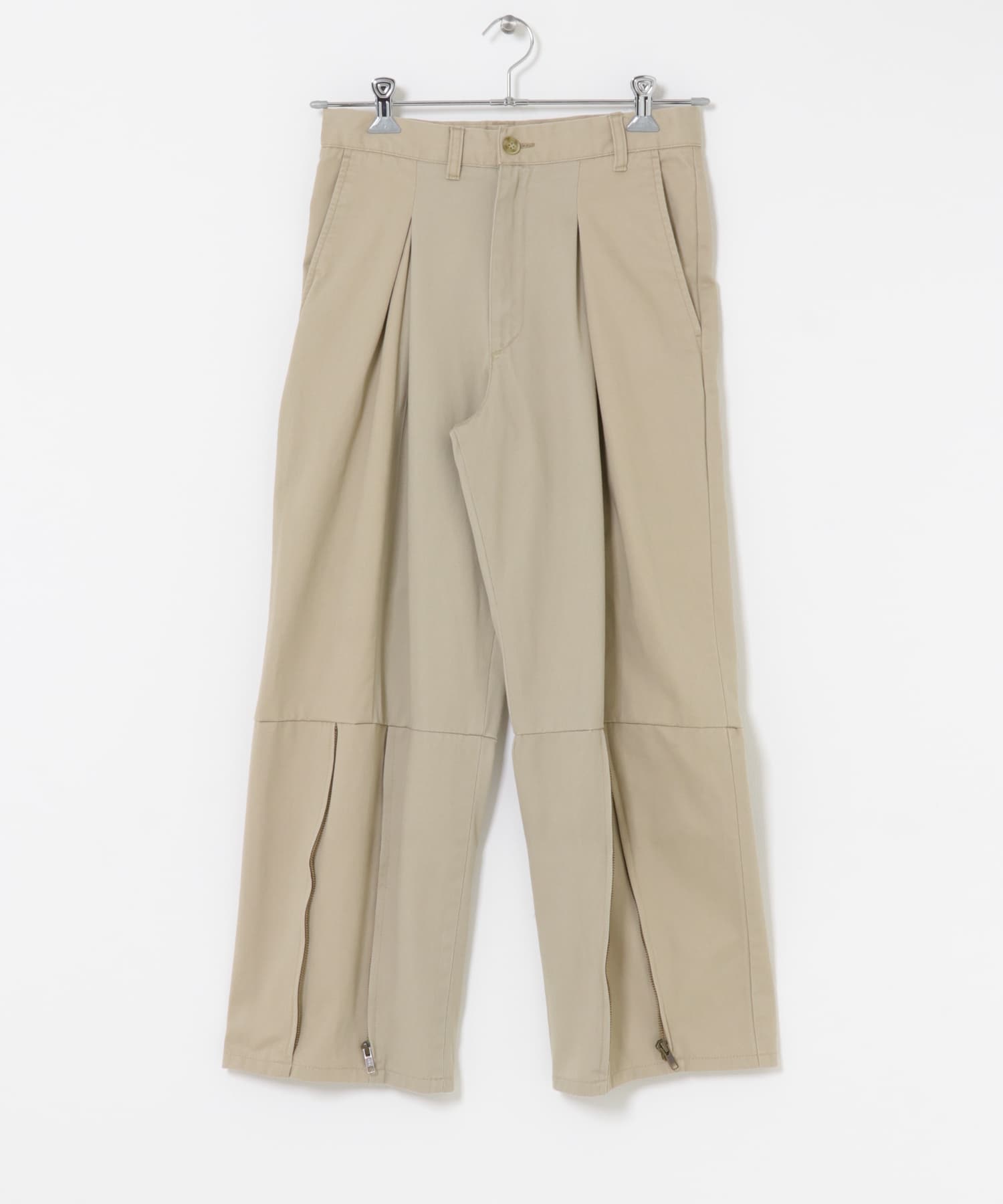 77circa　make zip hem khaki trousers