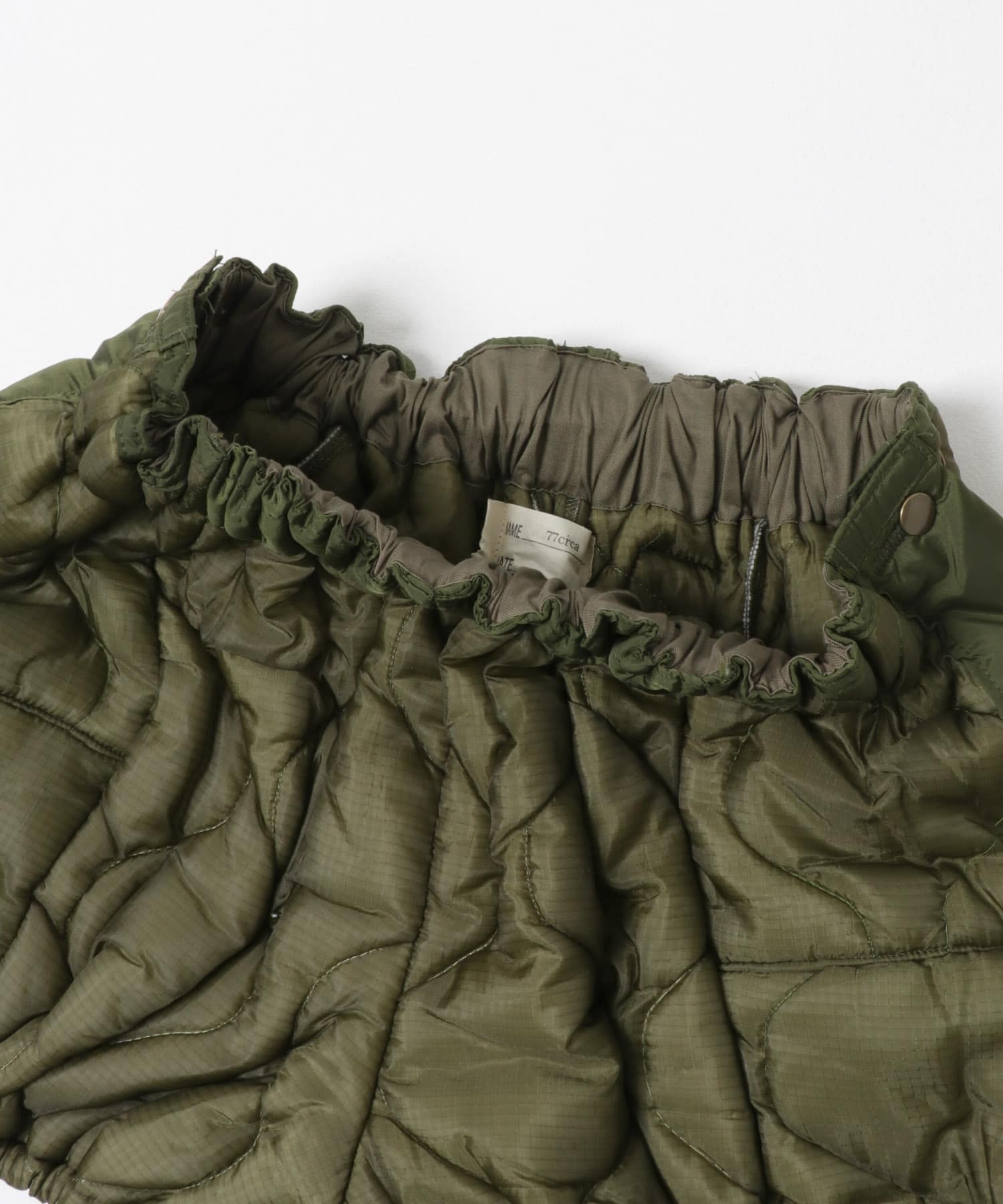 77circa　make quilting liner double face gather shorts olive3 one