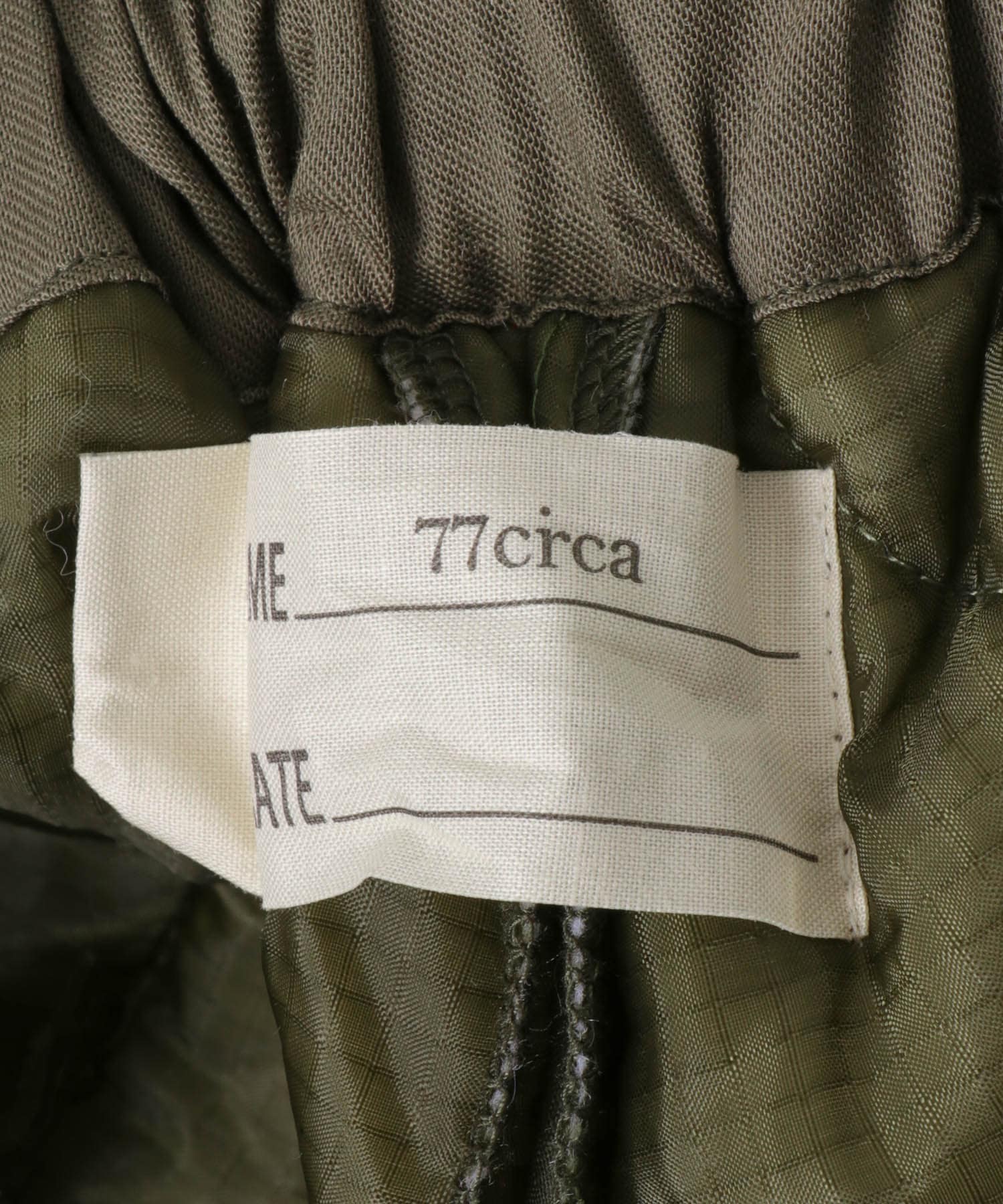 77circa　make quilting liner double face gather shorts olive3 one
