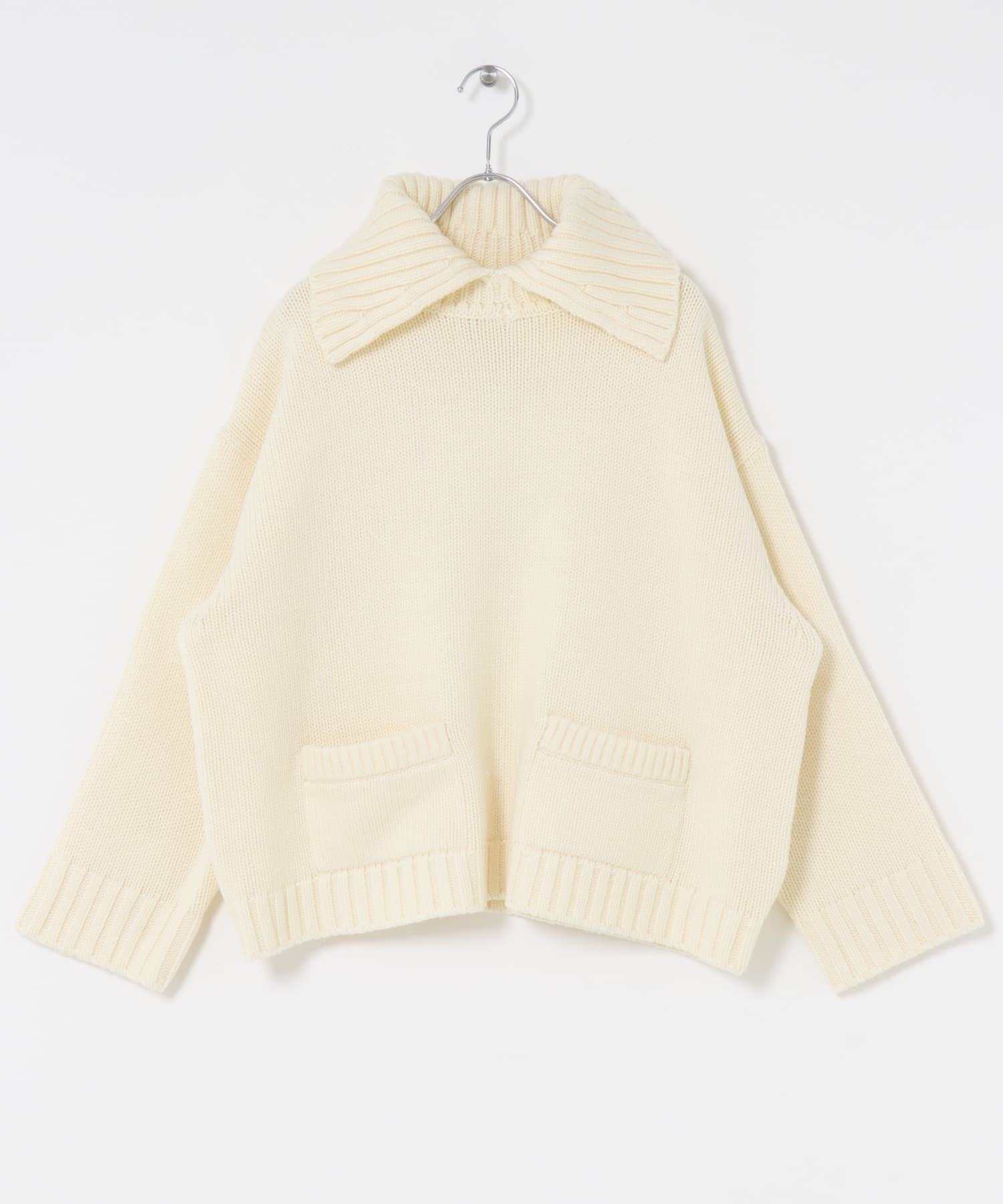 F/CE.　REVERSE PATTERN COLLAR KNIT Ivory S