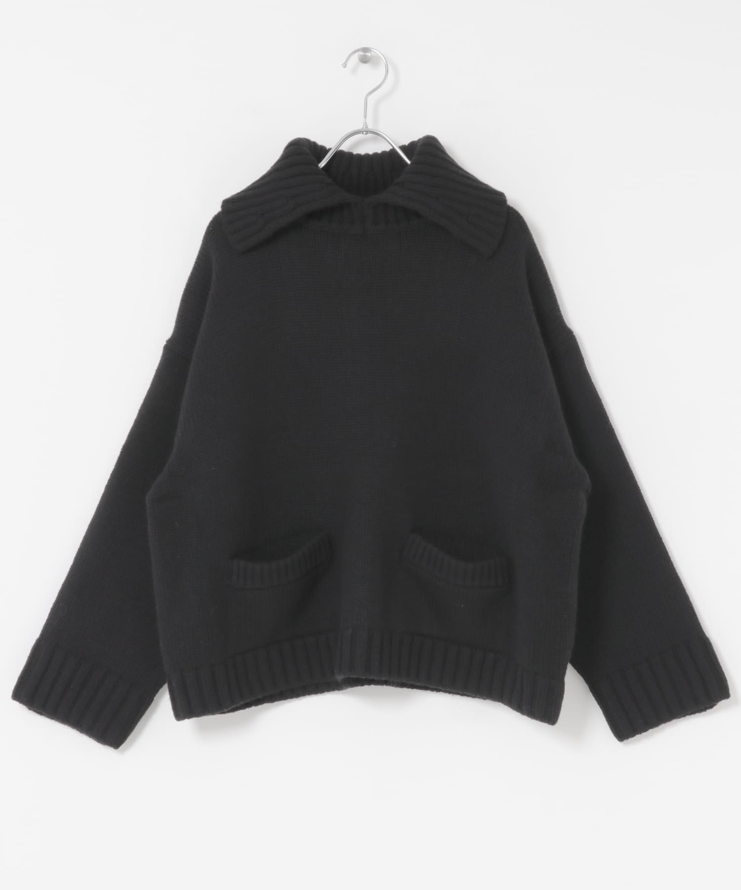 F/CE.　REVERSE PATTERN COLLAR KNIT Black S