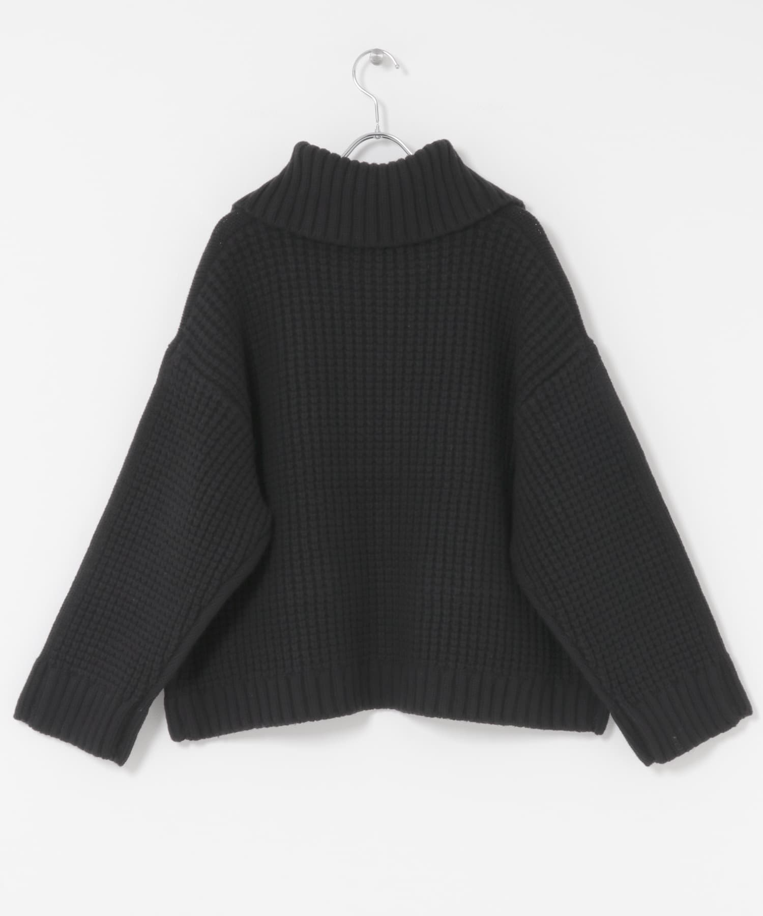 F/CE.　REVERSE PATTERN COLLAR KNIT Black S