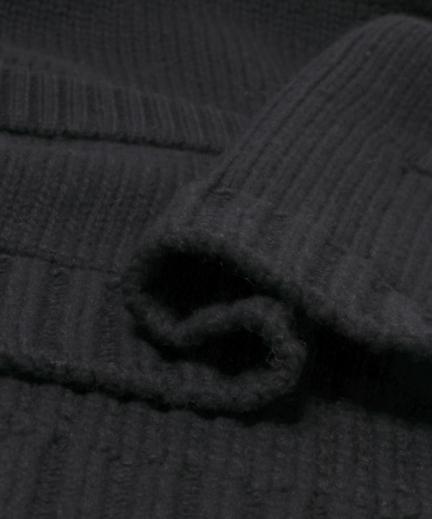 F/CE.　REVERSE PATTERN COLLAR KNIT Black S