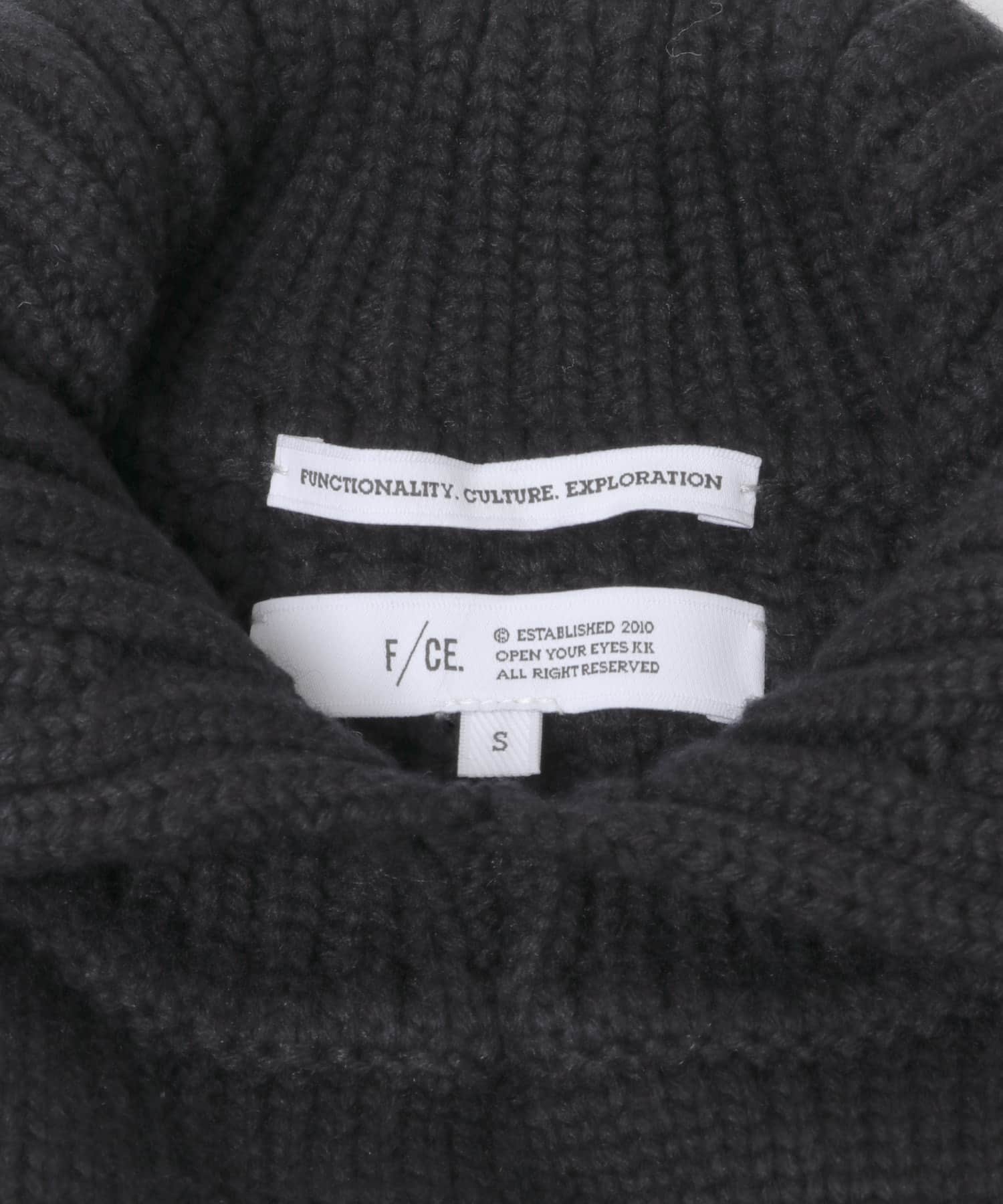 F/CE.　REVERSE PATTERN COLLAR KNIT Black S