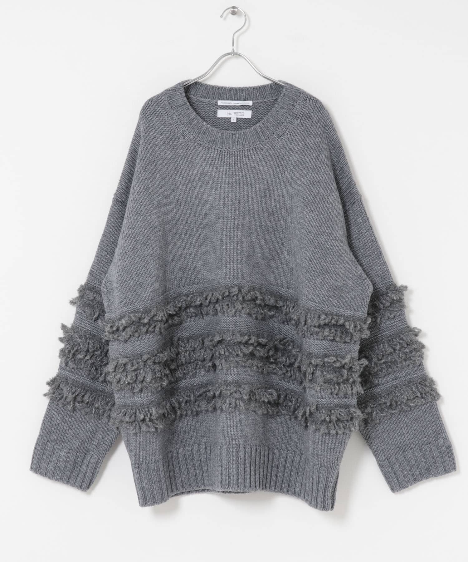 F/CE.　TEXTURE SHIFTED LINES KNIT Charcoal S