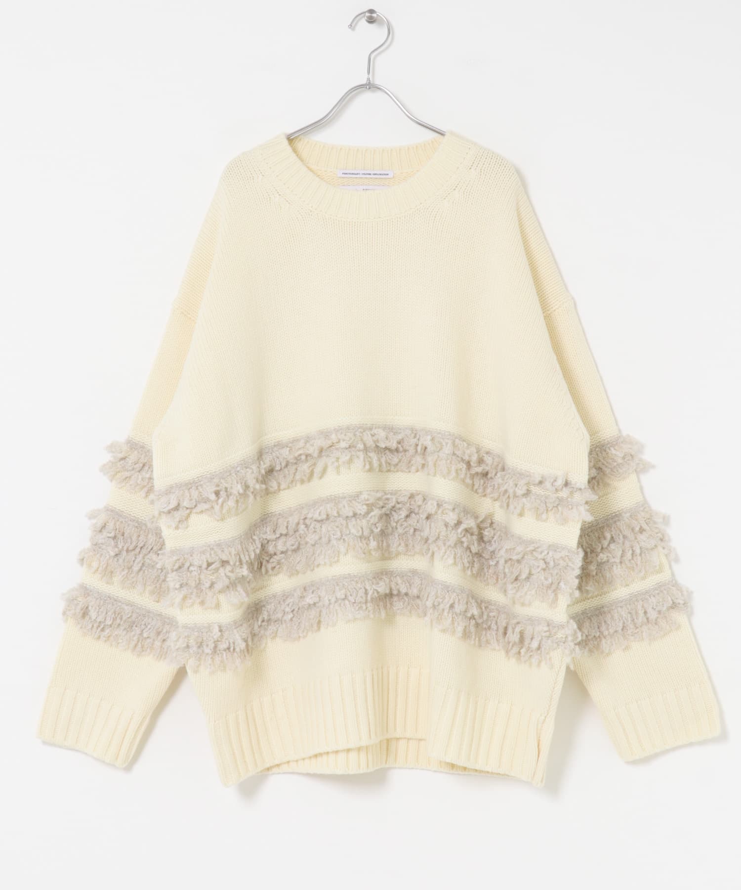 F/CE.　TEXTURE SHIFTED LINES KNIT Ivory S