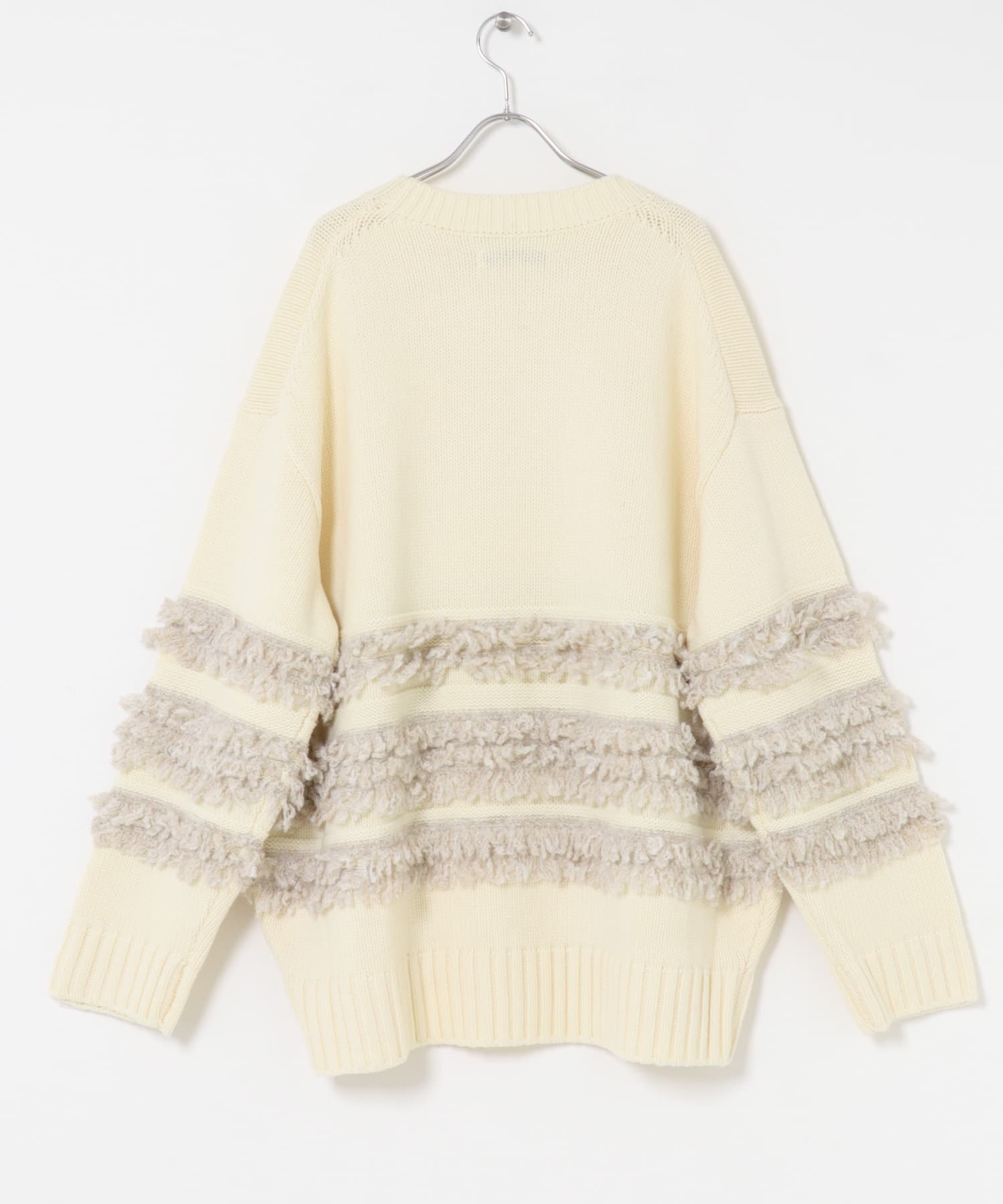 F/CE.　TEXTURE SHIFTED LINES KNIT Ivory S