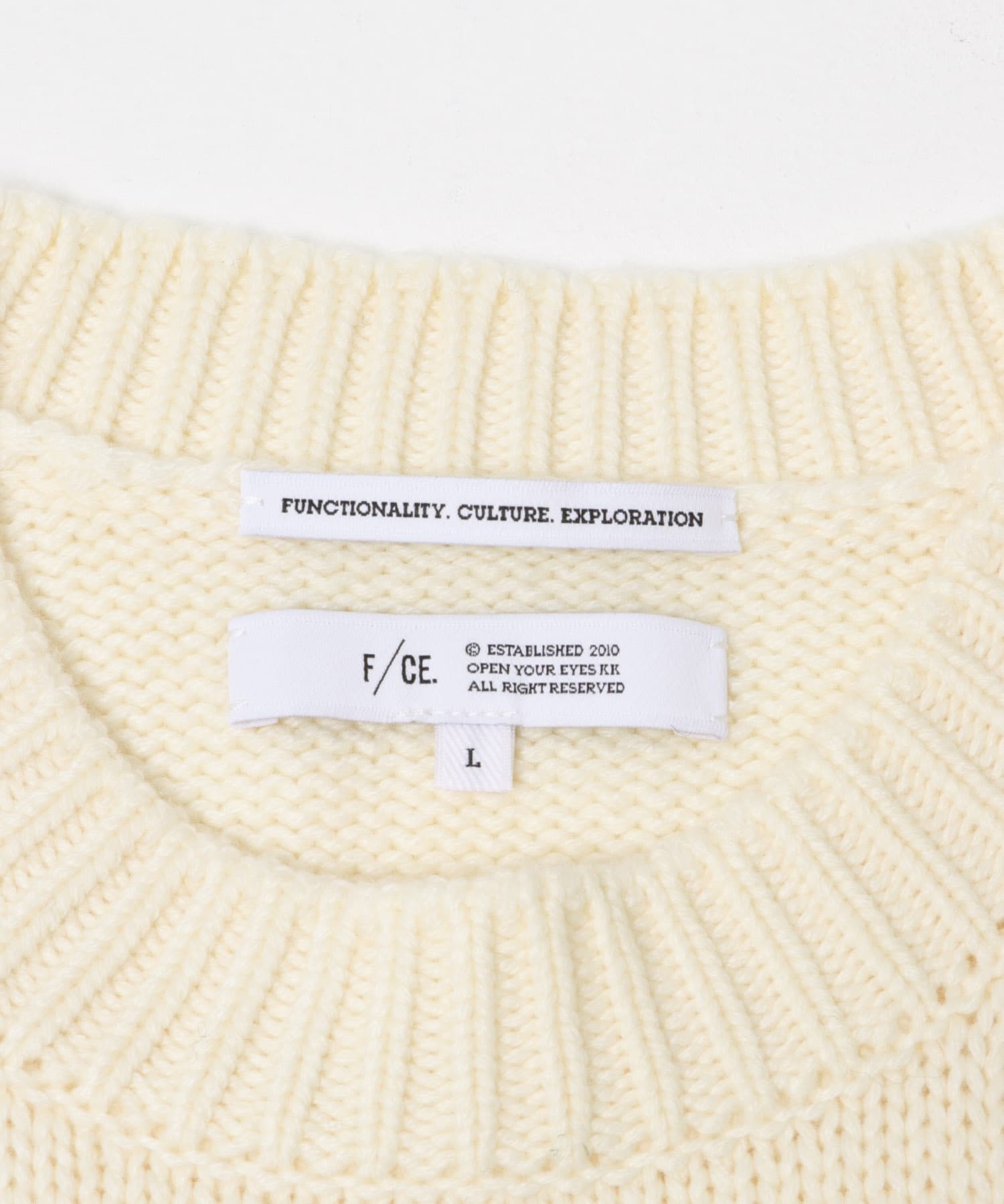 F/CE.　TEXTURE SHIFTED LINES KNIT Ivory S