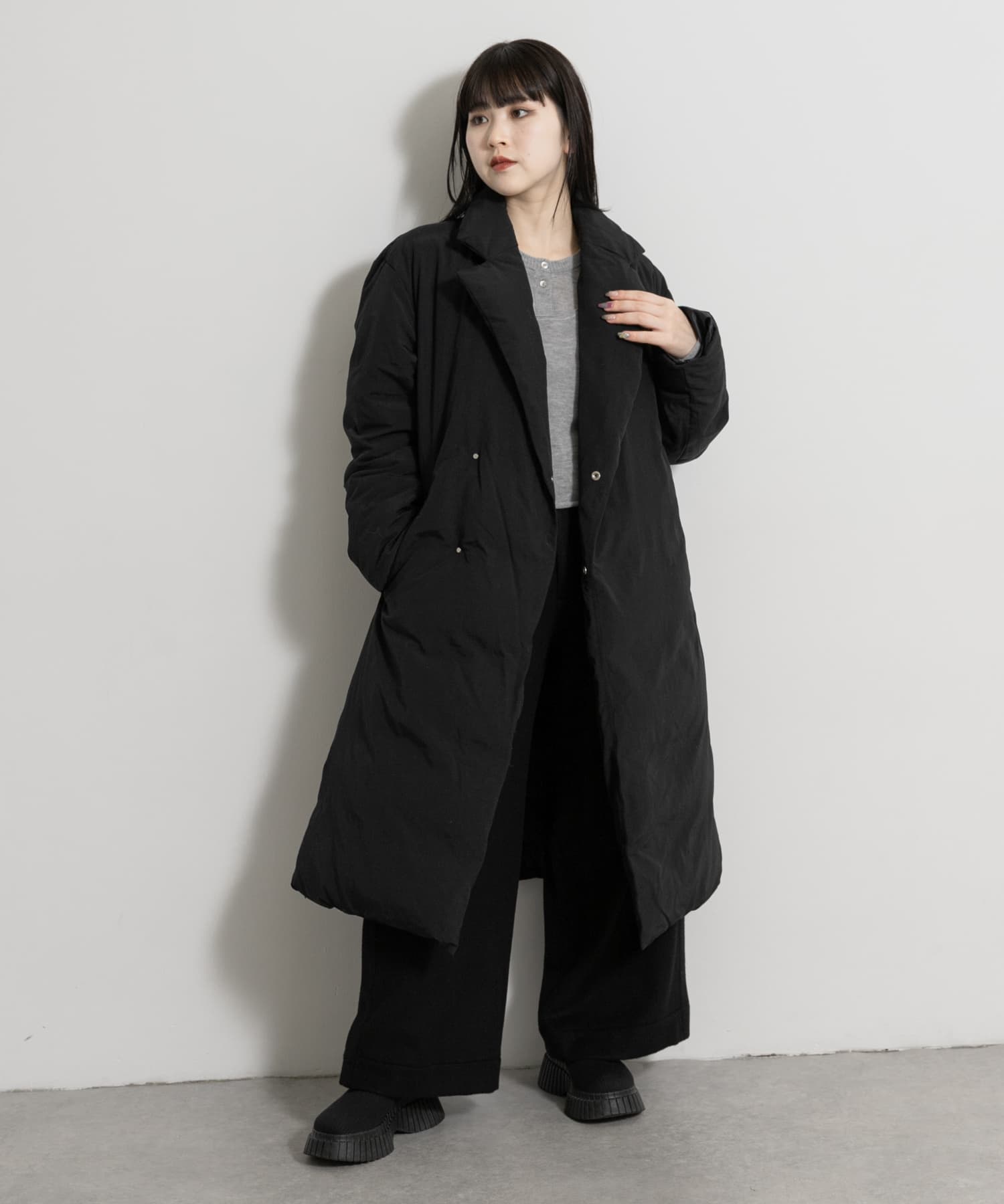 kazuko kitamura takeoff ナイロンフーデッドコート 黒 kazuko