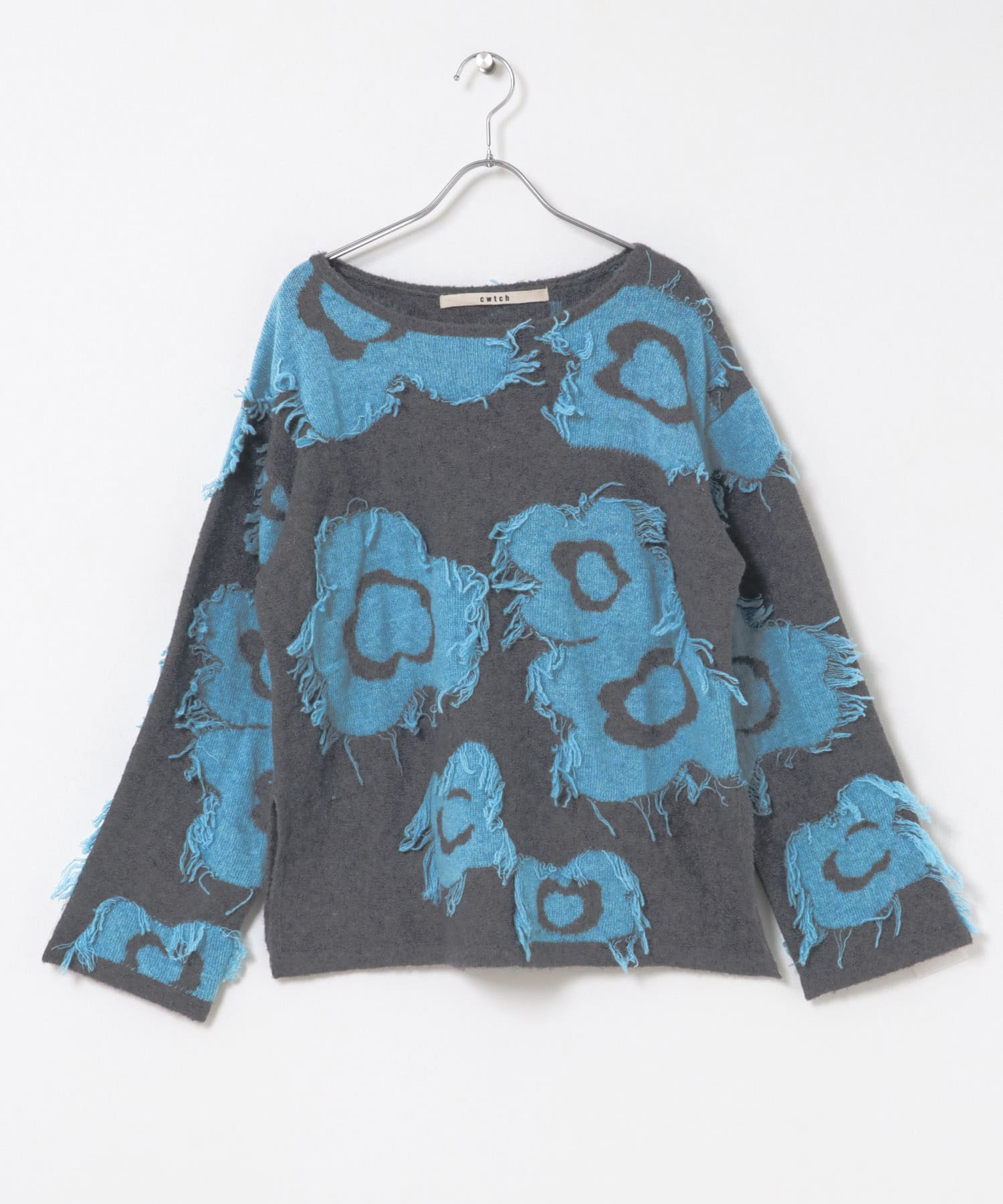 cwtch　UTOPIA FLOWER KNIT PULLOVER GRY×BLU FREE