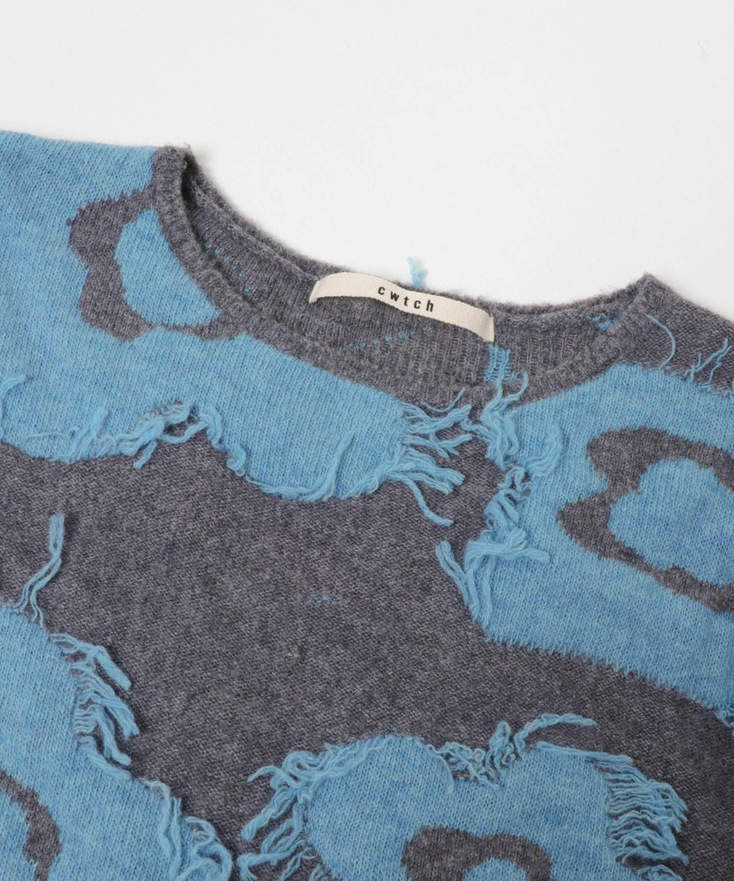 cwtch　UTOPIA FLOWER KNIT PULLOVER GRY×BLU FREE