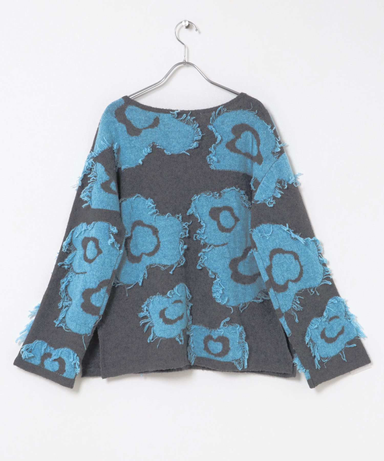 cwtch　UTOPIA FLOWER KNIT PULLOVER GRY×BLU FREE