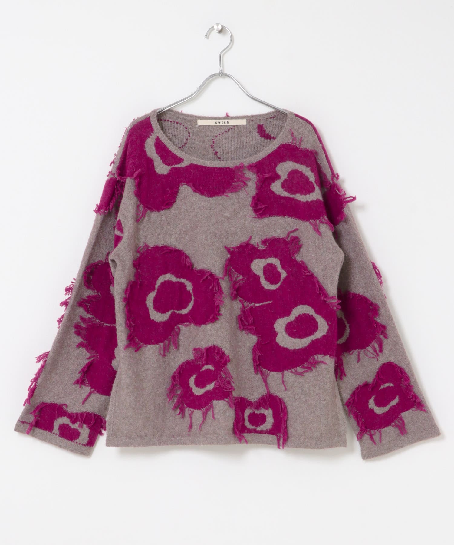 cwtch　UTOPIA FLOWER KNIT PULLOVER BEG×PINK FREE