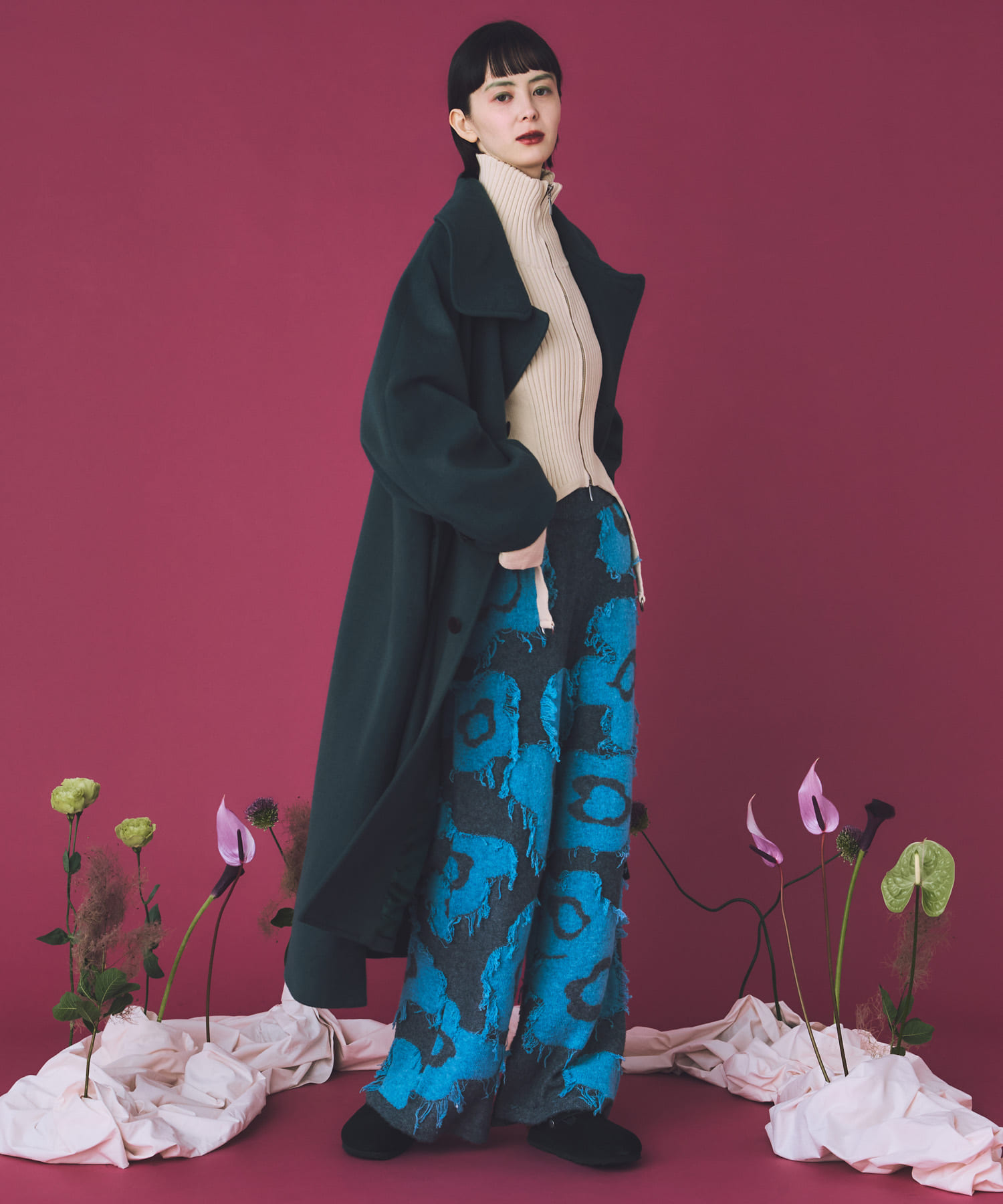 cwtch　UTOPIA FLOWER KNIT PANTS