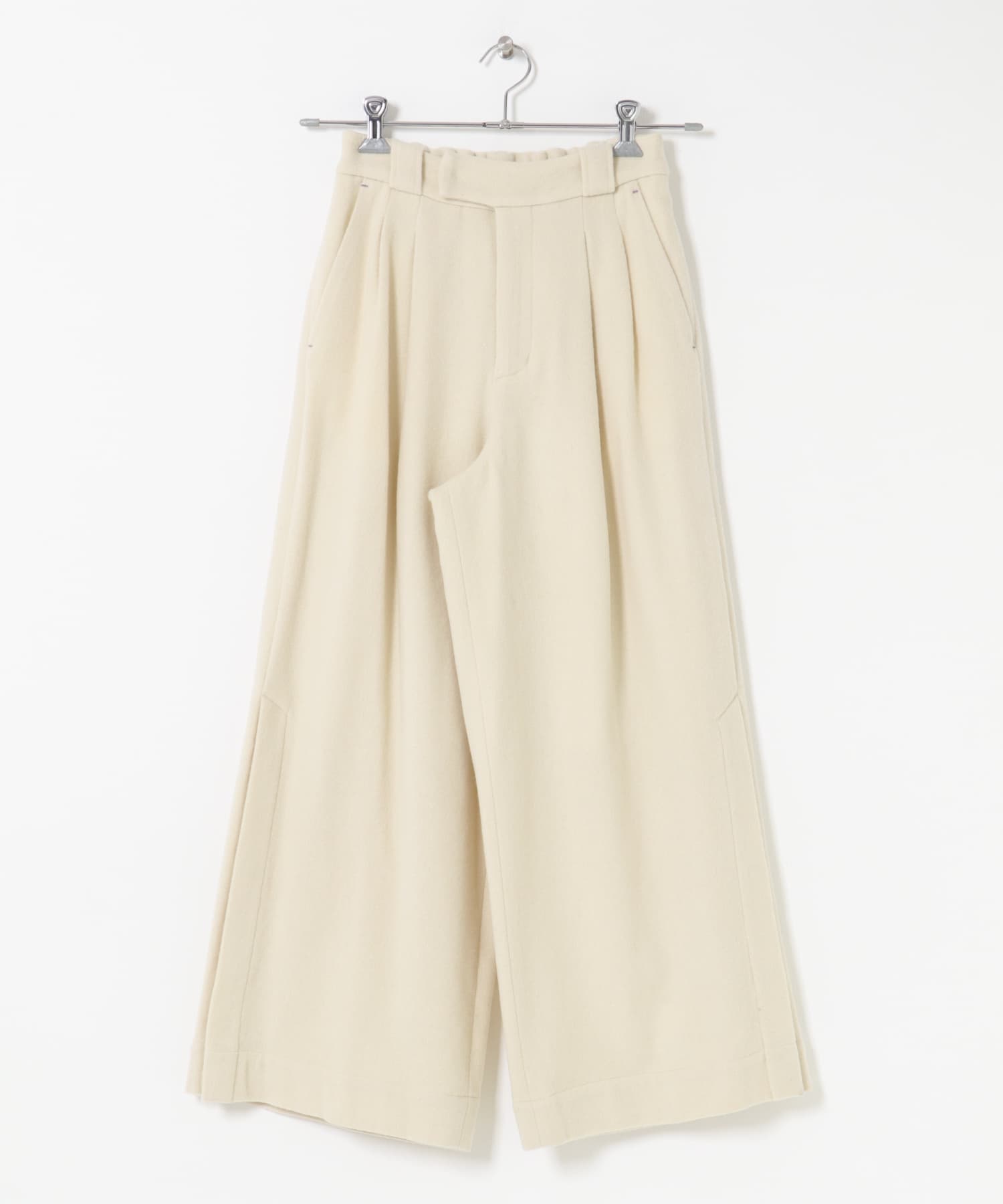cwtch　WOOL SLIT WIDE PANTS IVORY FREE