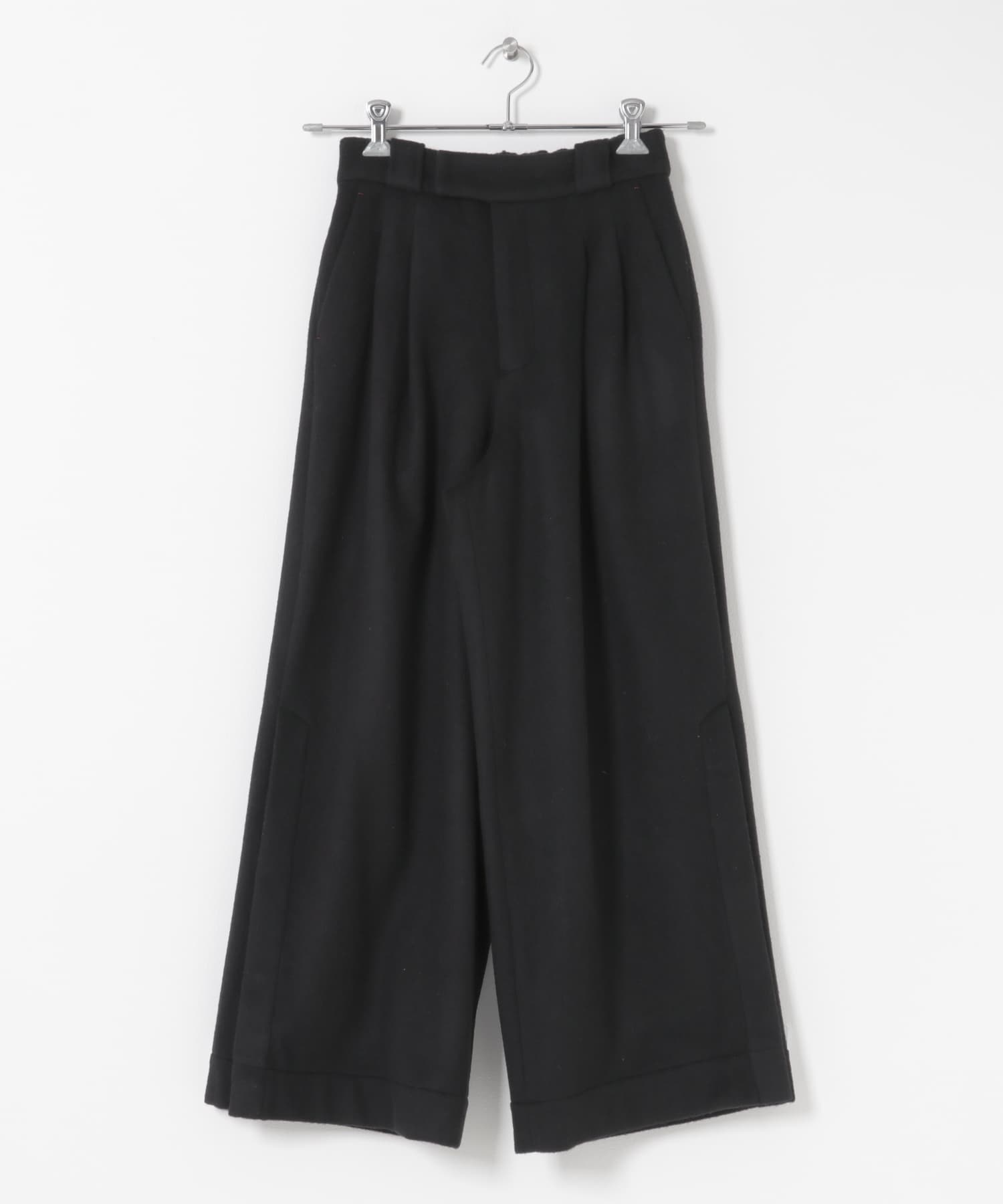 cwtch　WOOL SLIT WIDE PANTS BLACK FREE