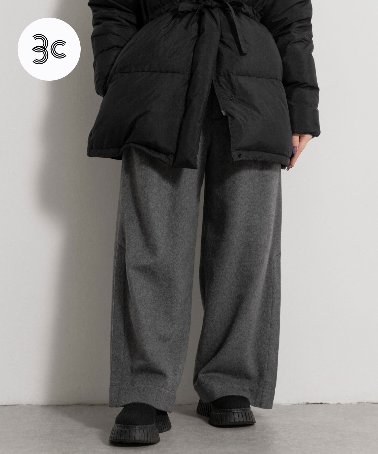 cwtch　WOOL SLIT WIDE PANTS