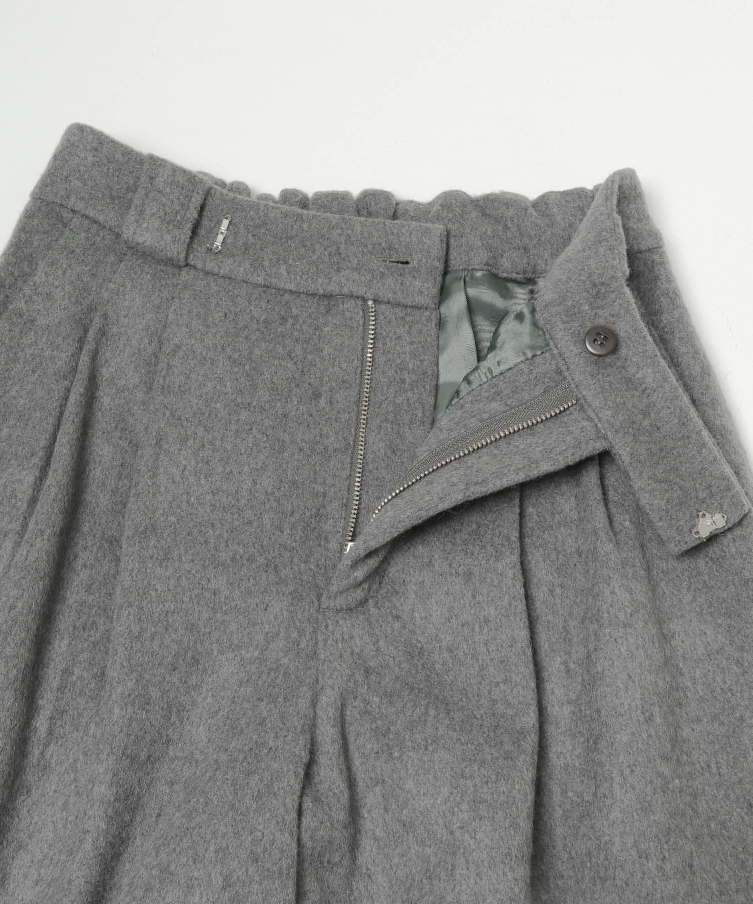 cwtch　WOOL SLIT WIDE PANTS GREY FREE