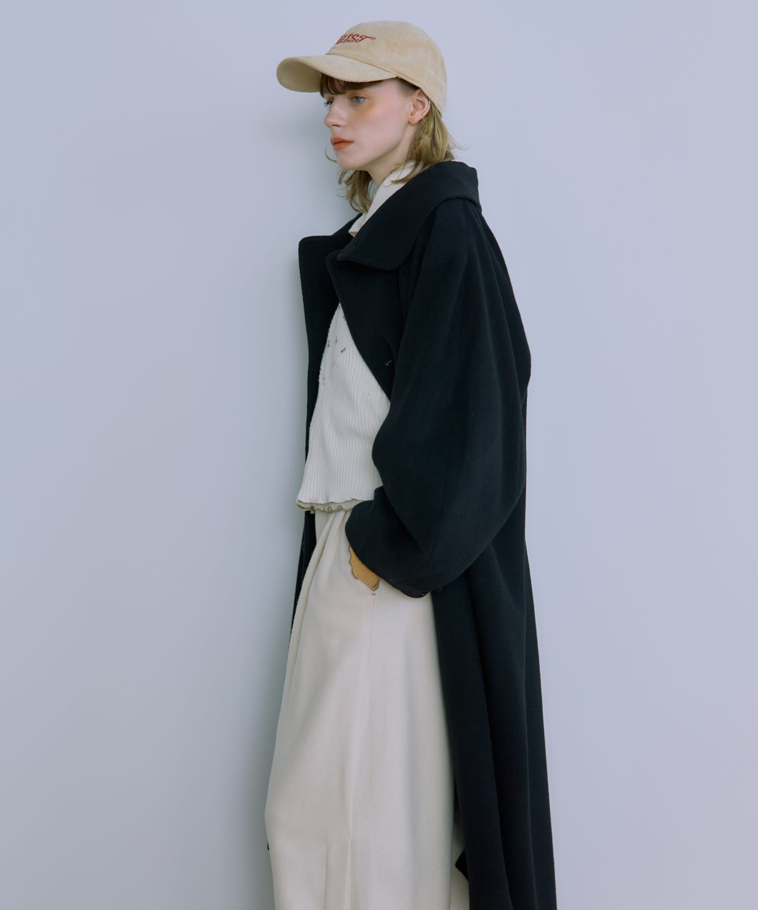 cwtch　WOOL LONG COAT BLACK FREE